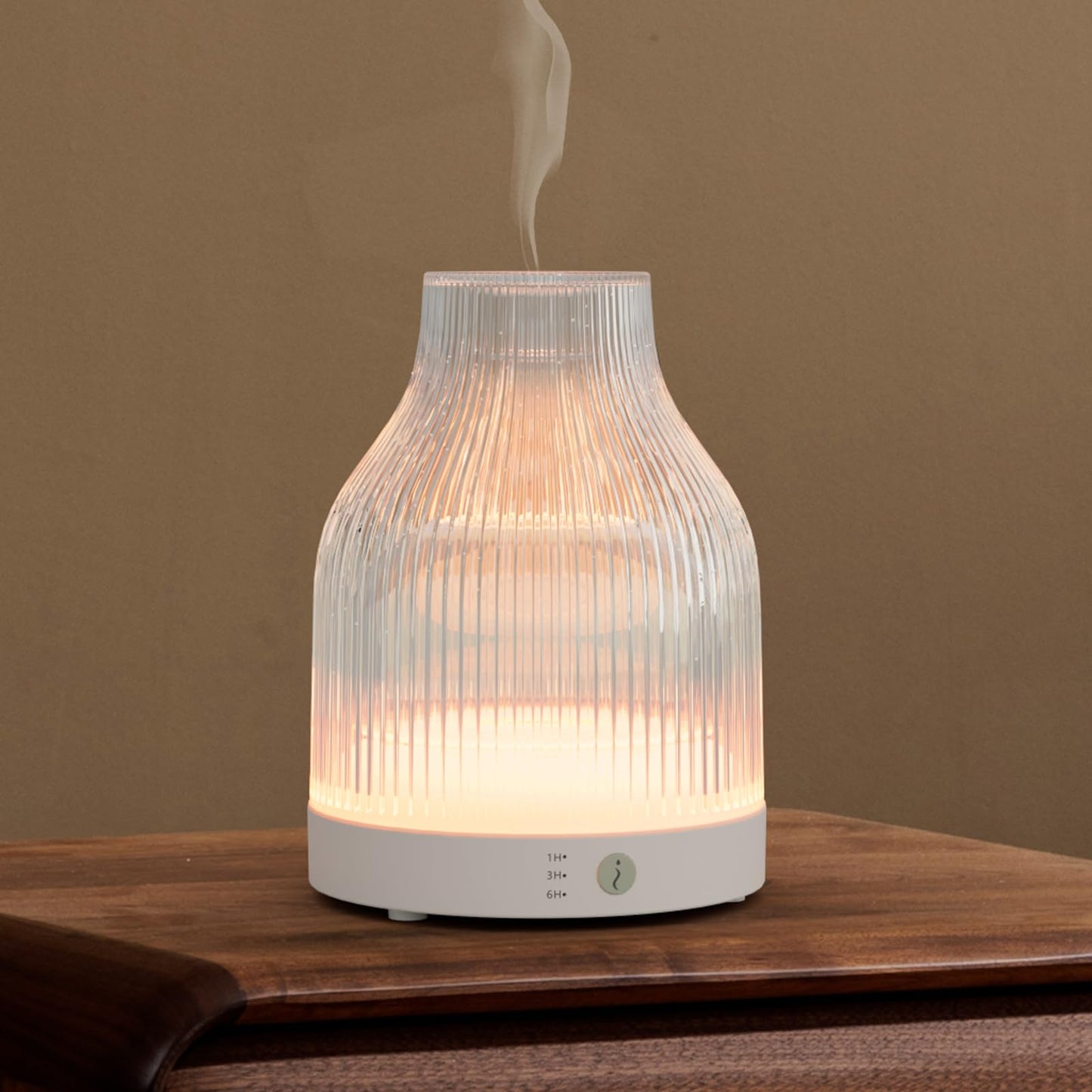 SOICARE 200ml Glass Reservoir Essential Oil Diffuser with Glass Dome Ultrasonic Aromatherapy Diffuser with Four Timer Colorful Light Auto-Off for Gift Home Office Bedroom