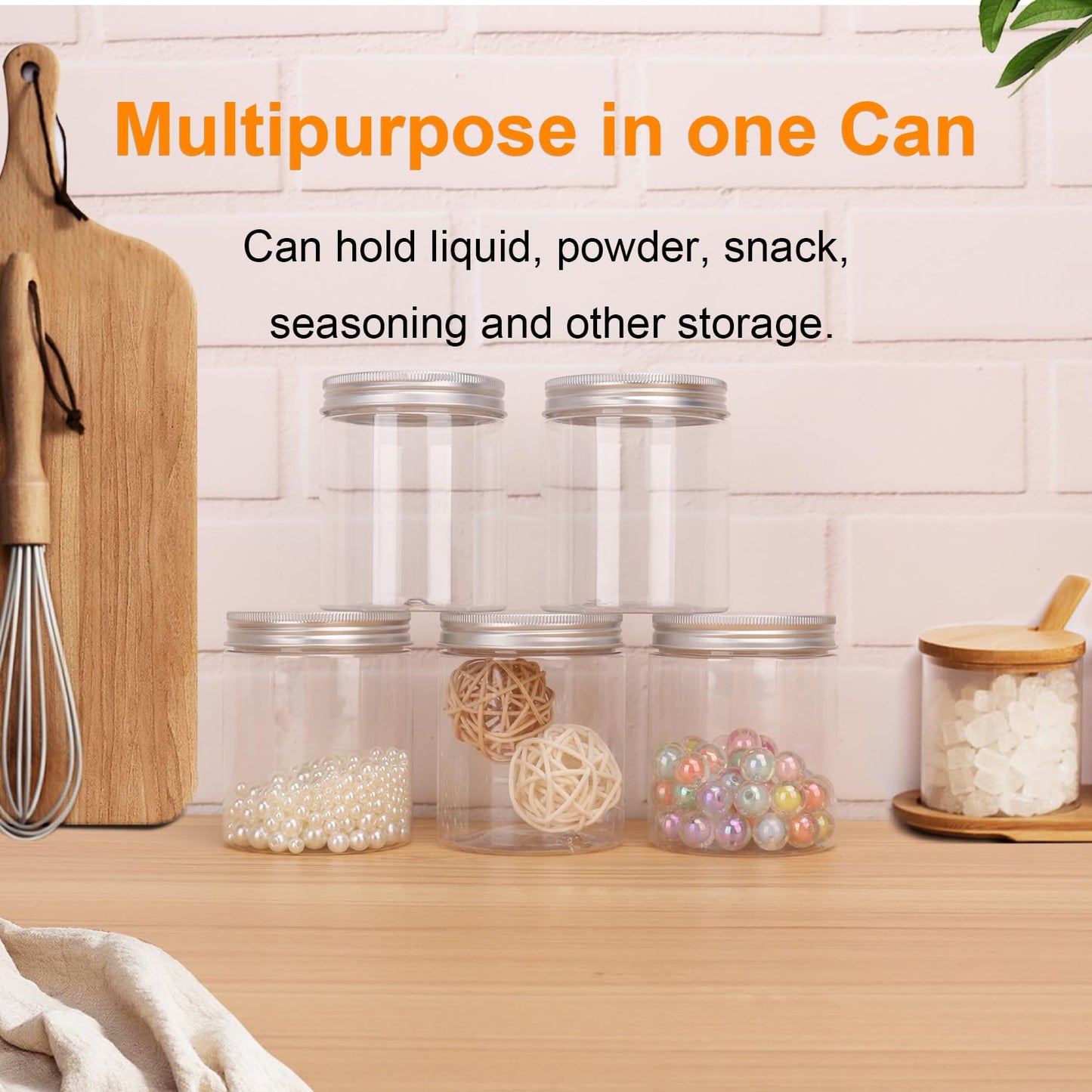 48 Packs 8.8oz (250 ml) Clear Plastic Jars with Silver Lids, Cosmetic Containers jars with Wide-Mouth for slime, beads, rhinestones, sequins Cosmetics, Lotion, Cream, Ointments and More by KUKLIPJIM.