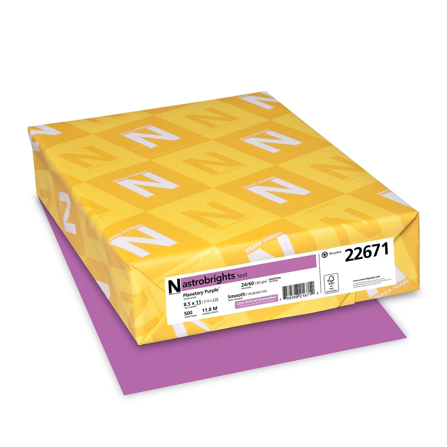 Neenah 22671 Astrobrights Premium Color Paper, 24-Pound, 8.5 x 11-Inch, 500 Sheets, Planetary Purple