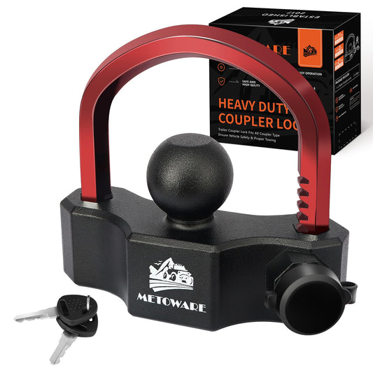 METOWARE Universal Trailer Hitch Locks, Adjustable Heavy-Duty Trailer Coupler Ball Locks Fit 1-7/8 Inch, 2 Inch, 2-5/16 Inch Couplers with 2 Keys