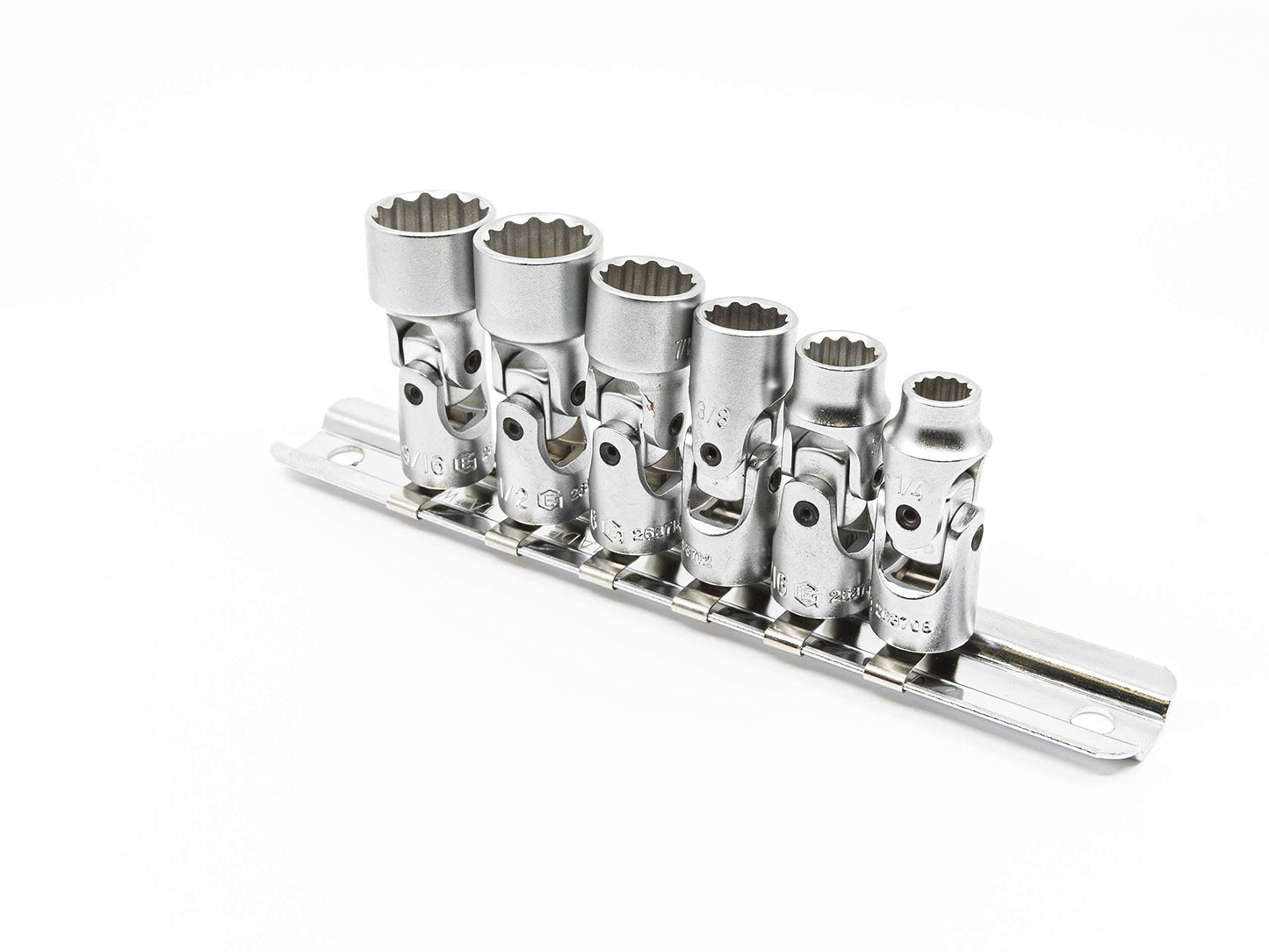 Genius Tools 6 Piece 1/4" Drive SAE Universal Hand Socket Set (12-Point), Matte Finish - US-206S