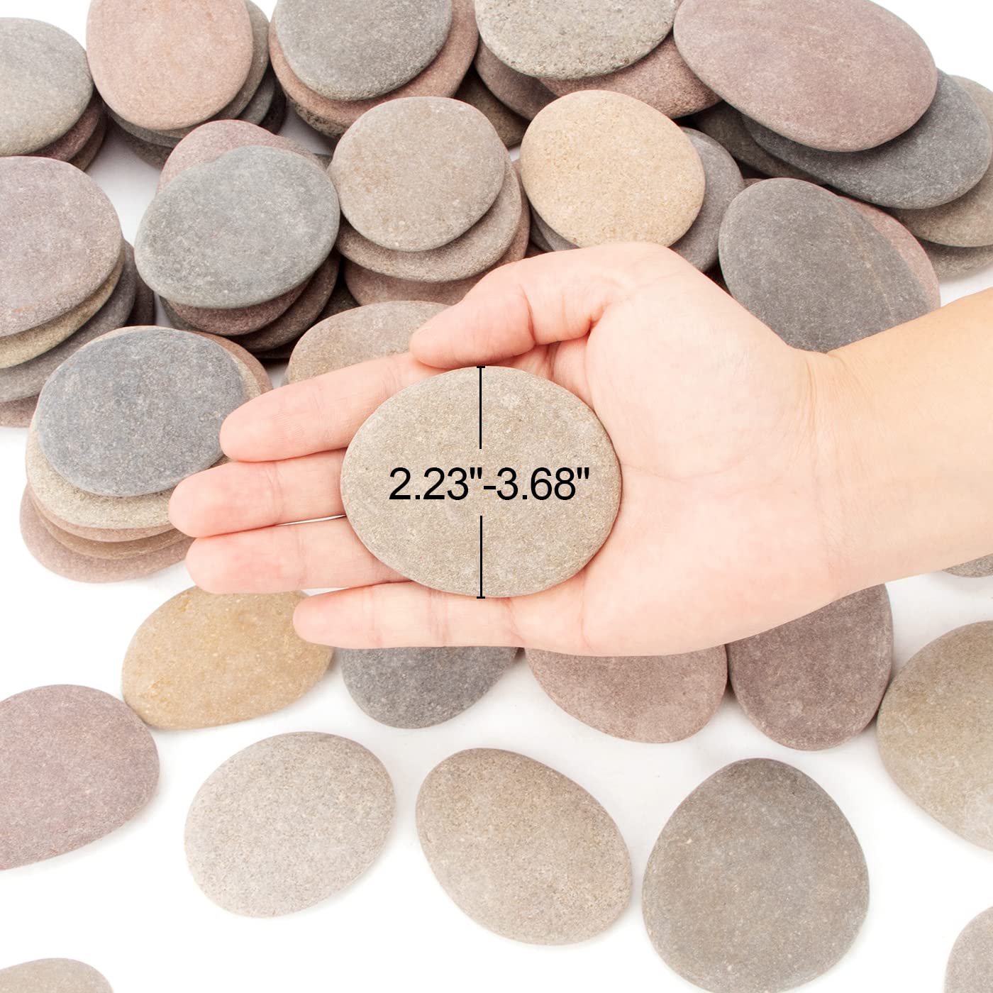 CFKJ [About 98 PCS - 103 PCS](18.1 Pounds) Painting Rocks,2.23""-3.68"" River Rocks,Flat Stones2