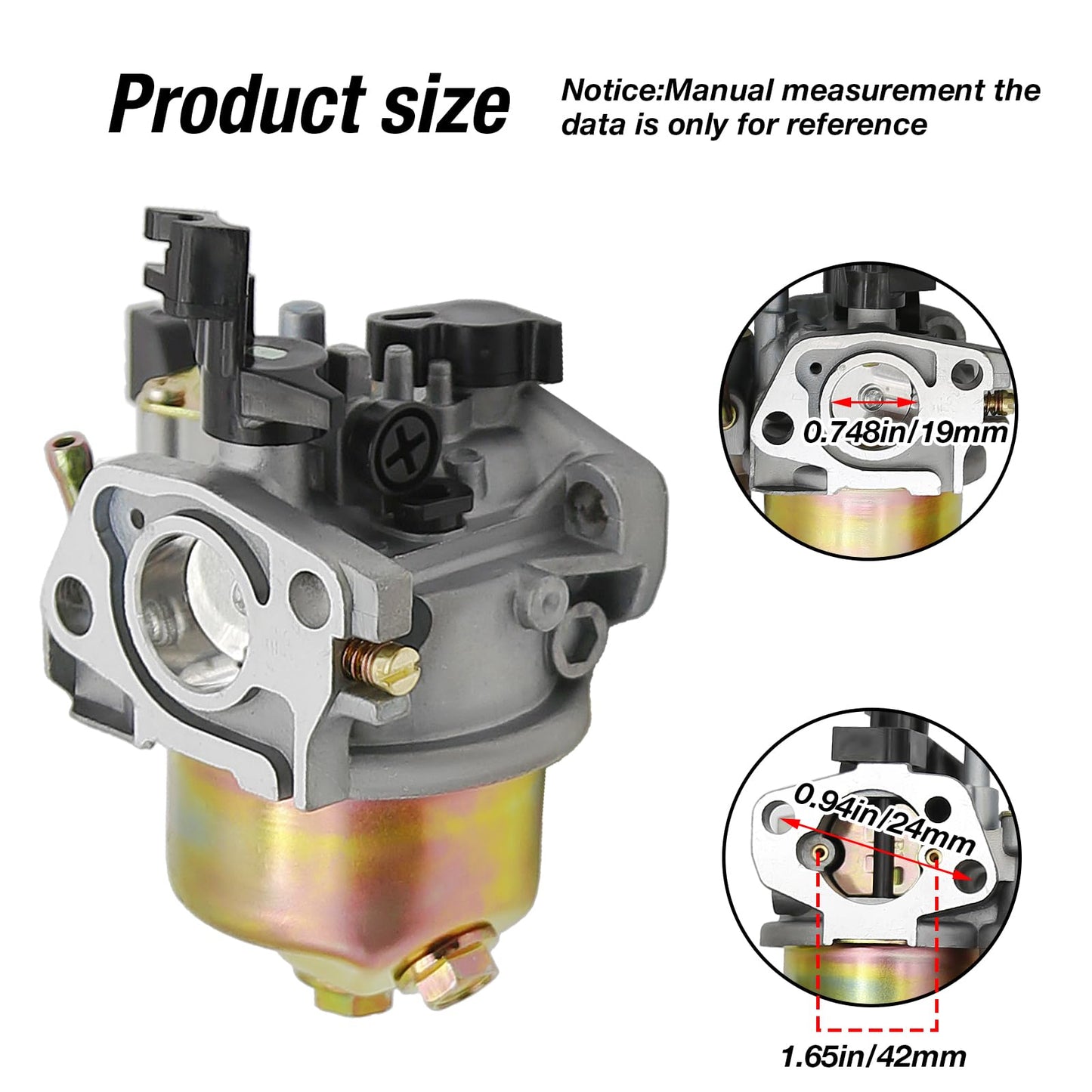 Vkinman GX160 Carburetor Kit Replacement for Honda GX140 GX160 GX200 5.5HP 6.5HP Engine with 28400-ZH8-13YA Recoil Starter Pull Start Air Filter, Carb# 16100-ZH8-W61 16100-ZH8-W51