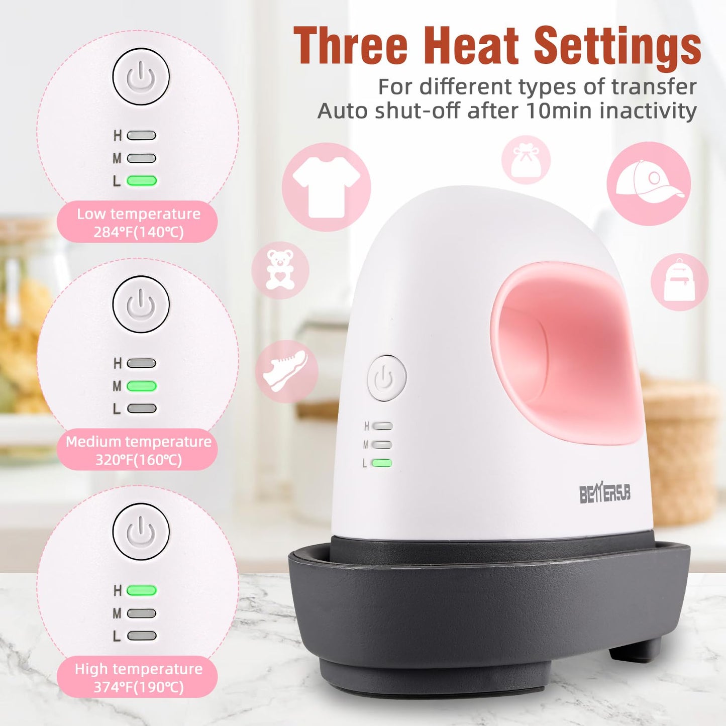 BetterSub Mini Heat Press Machine, Small Heat Press Portable Iron Press Machine, Sublimation and HTV Vinyl Shirt Press Machine for Hat, Bags, Heating Transfer Small Projects (Pink)