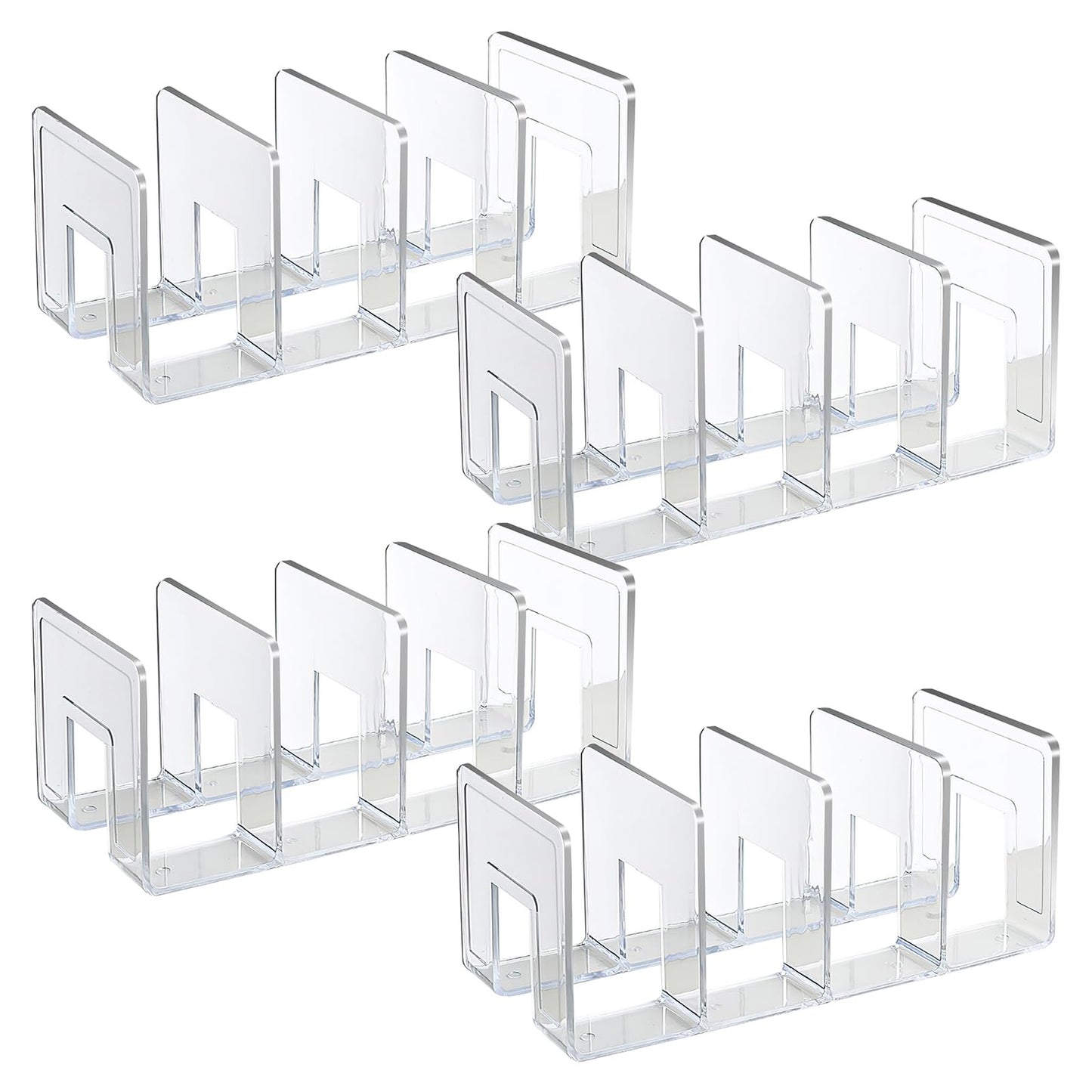 SAYEEC Acrylic File Holder, Clear File Sorter Desk File Organizer, Sturdy Desktop File Folder Organizer Rack for Envelopes Mail Letter Paper Notebook Electronics Office Supplies (4 Sections, 4 Pack)