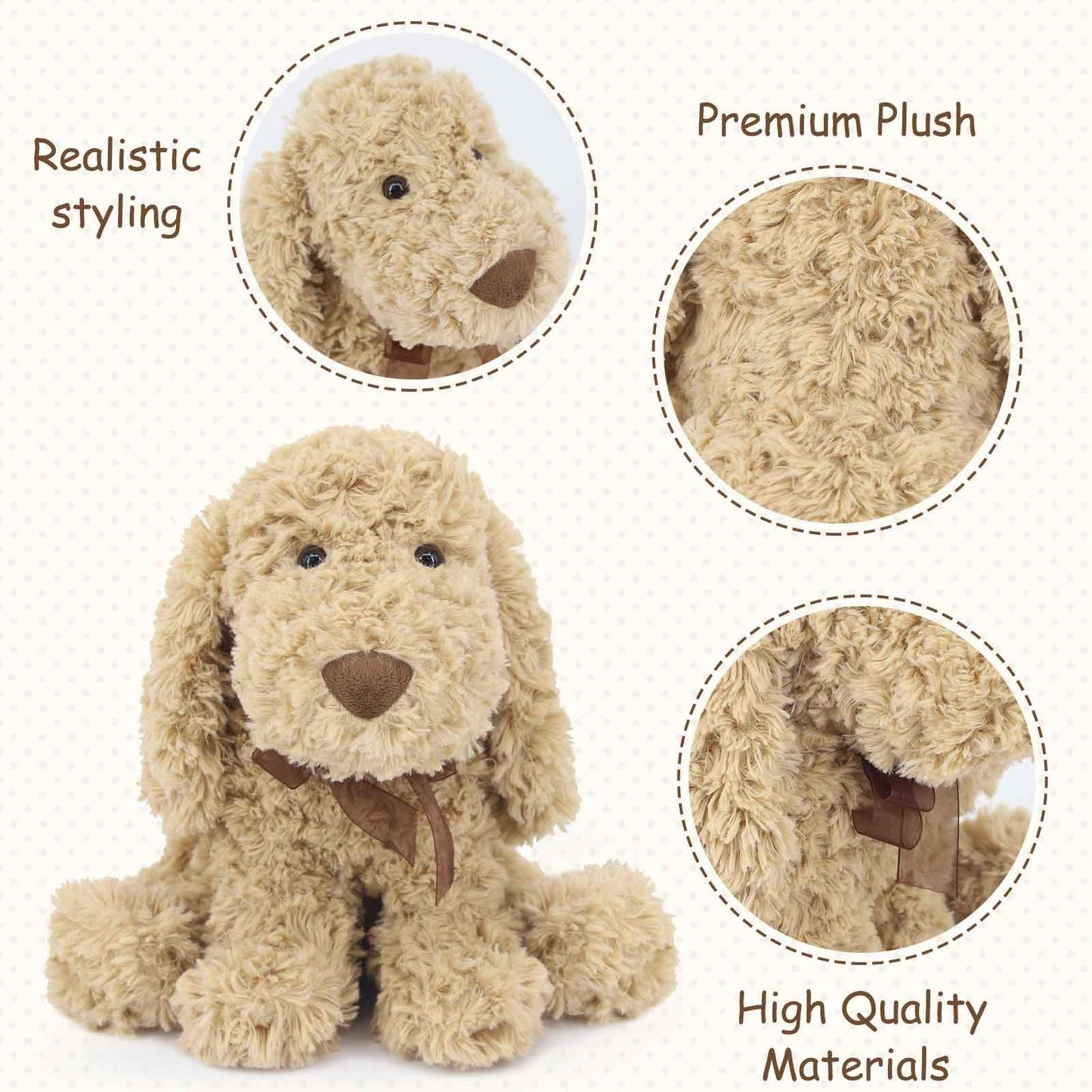 WEIGEDU Poodle Puppy Goldendoodle Stuffed Animal, Adorable Toy Dog Labradoodle Plush for Kids Boys Girls Birthday Easter Nursery Bedtime Gift, 32cm Golden