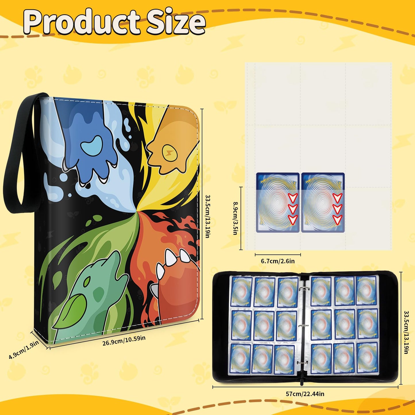 SALUOKE Card Binder, Trading Card Binder Fits 900 Cards, Card Folder with Carry Handle, Collector Card Album (900pocket-9)