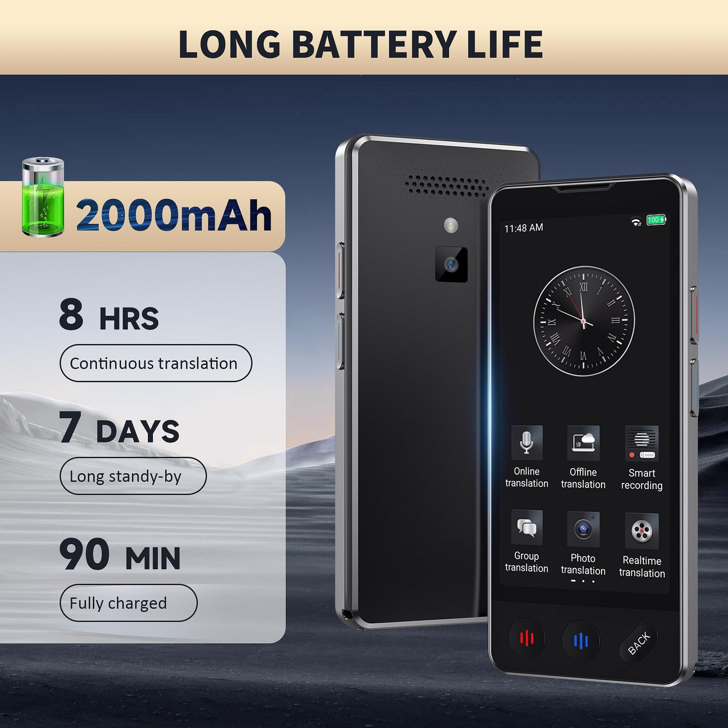 AI Language Translator Device, 2025 Upgraded Translator No WiFi Needed, Support ChatGPT, Voice Instant Two-Way 150 Language Translator, Offline/Recording/Photo Translation for Business Travel