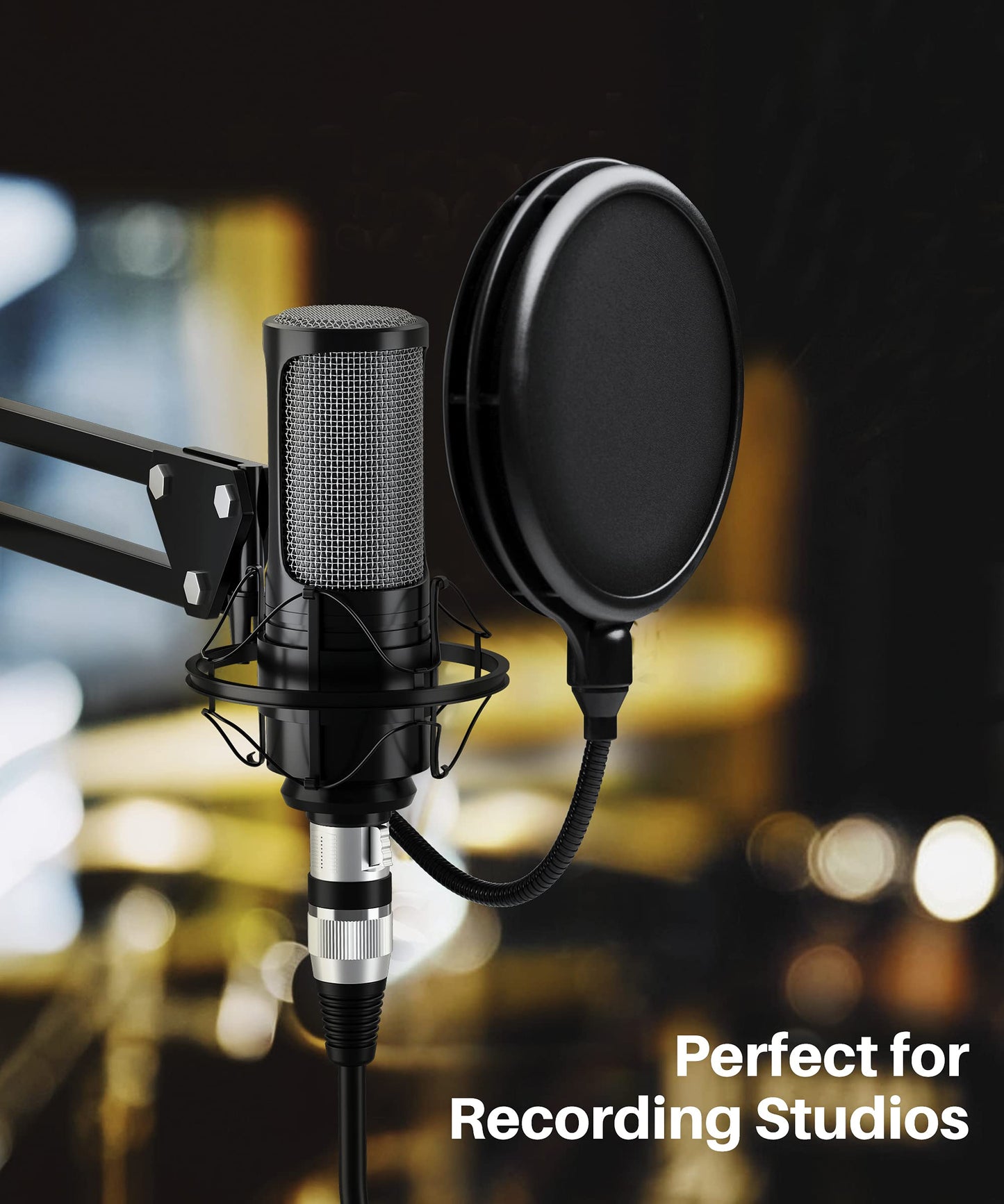GEARit XLR Male to Female Microphone Cable (100 Feet, 1 Pack) 3-Pin Balanced Shielded Mixer, Recording Studio, Podcast - Black