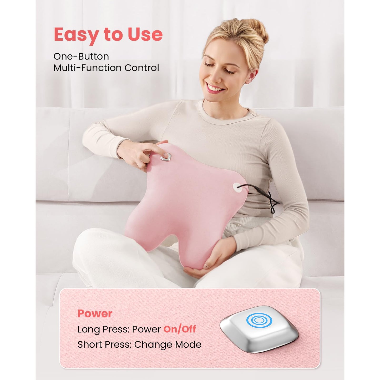 BOB AND BRAD Back Massager with Heat, EZBack Neck Massager Pink