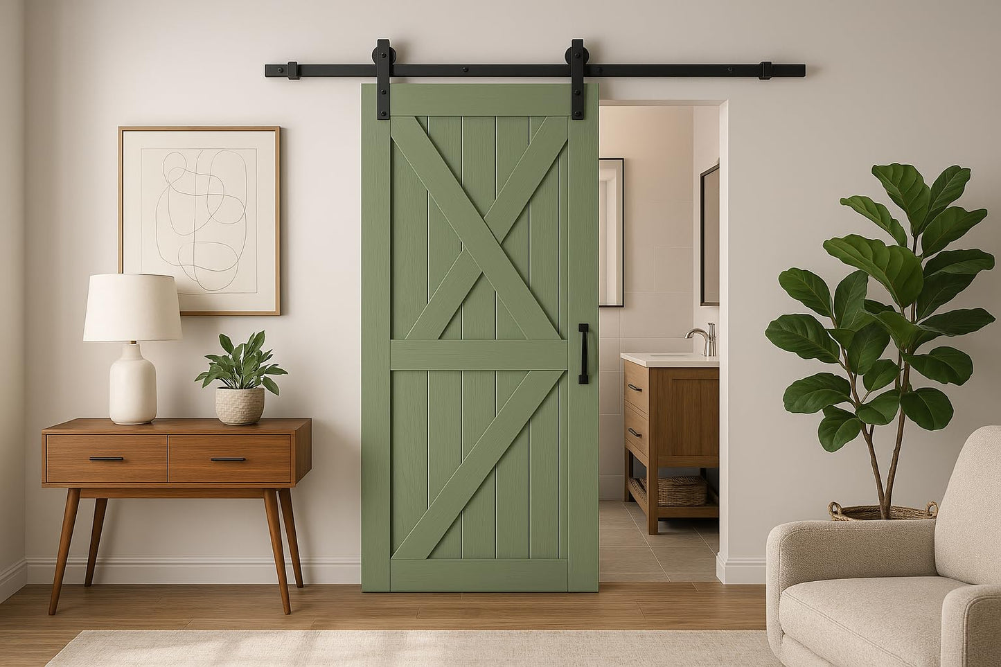 6 FT Black Barn Door Hardware Kit, Dulcii Heavy Duty Steel Slide Sliding Track Rail Hanger Roller 183cm Roller Door Hardware