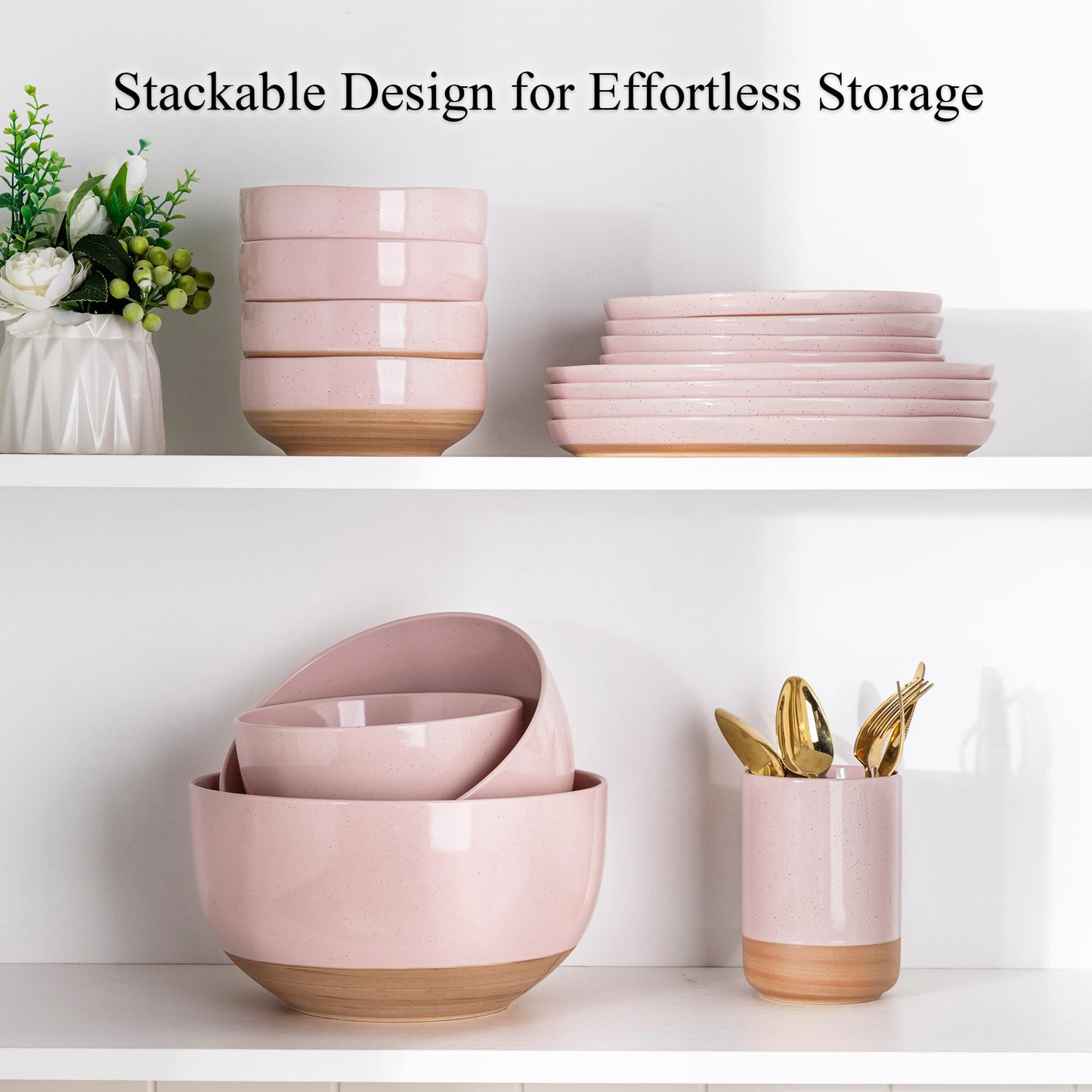 AmorArc Ceramic Mixing Bowls|Nesting Bowls Set of 3 for Kitchen|Stoneware Serving Bowls with Rustic Terracotta Underside for Mixing,Cooking,Baking,Salad| Microwave & Dishwasher Safe 4.6/2.8/1.3 Qt