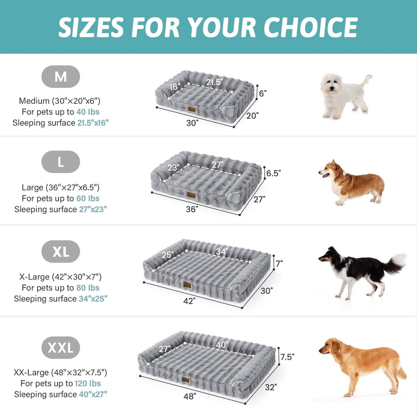 COZY KISS Faux Fur Orthopedic Dog Bed, Dog Bed for Medium Size, Pet Sofa with Removable Leak-Proof Cover, Washable U-Shaped Pet Couch with Anti-Slip Bottom, Grey L 36x27x6.5 inch