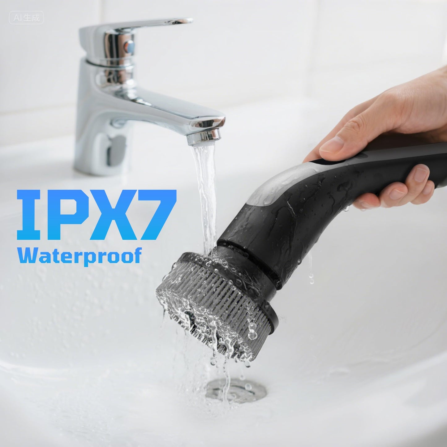 Electric Spin Scrubber, IPX7 Waterproof Shower Cleaning Brush with 7 Replaceable Brush Heads, Power Kitchen Bathroom Cleaner, Adjustable Speed and Extended Handle for Easy Cleaning