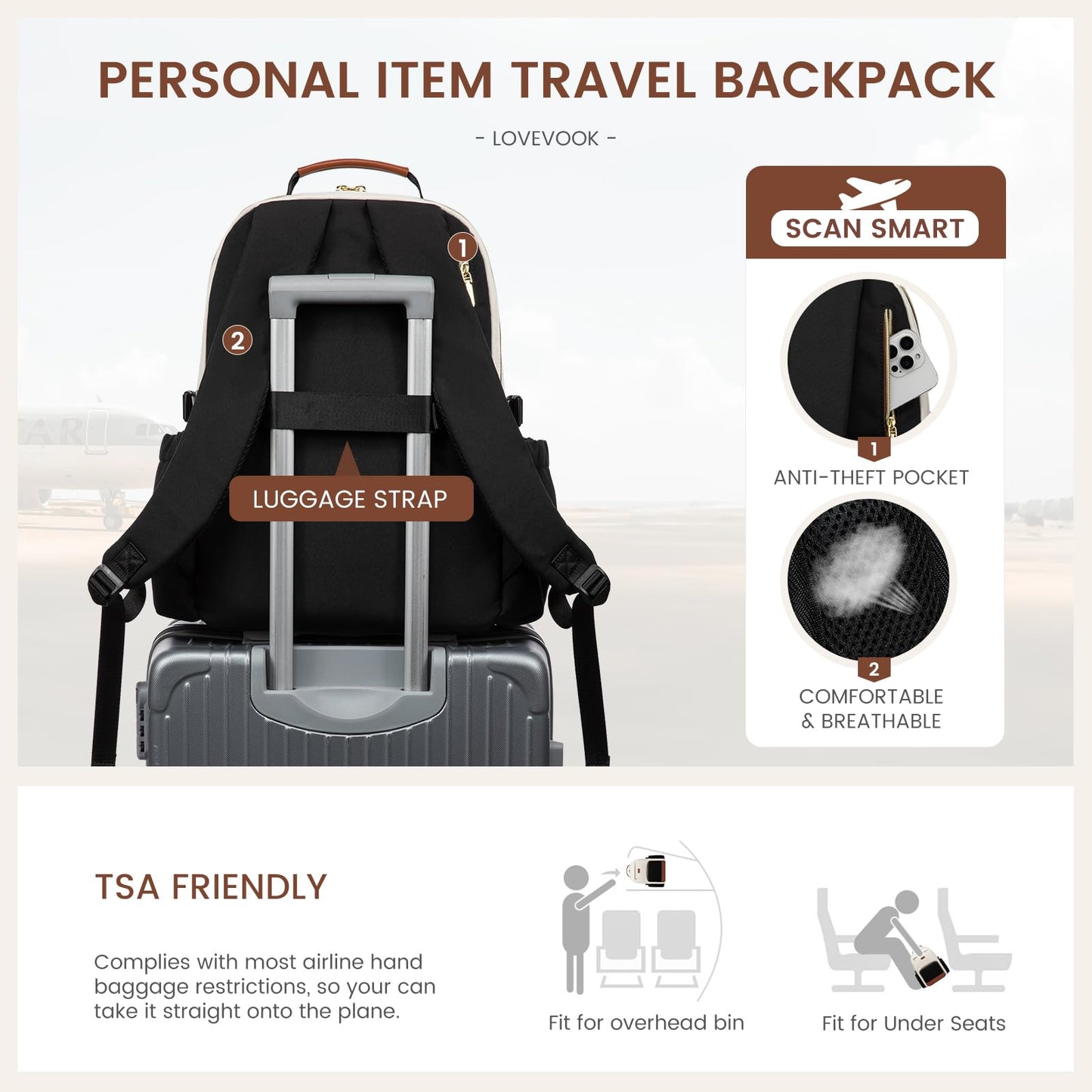 LOVEVOOK Laptop Backpack for Women, Leopard Print, 15.6 Inch, Laptop Travel College Teacher Work Daily Carry on Backpack