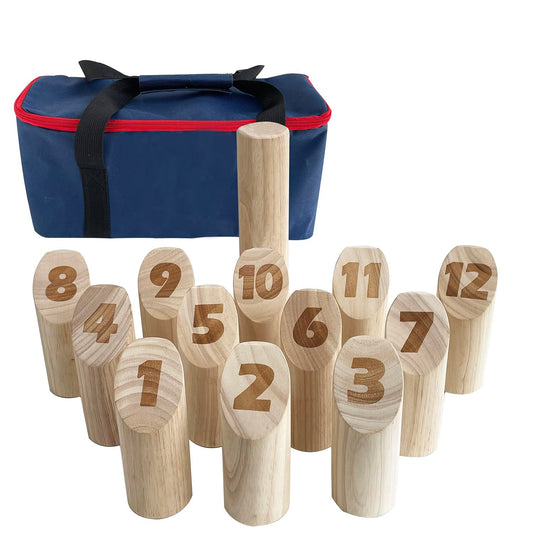 Numbered Block Toss Games, Wooden Throwing Game, Outdoor Backyard Lawn Games (Scoreboard & Carrying Bag)
