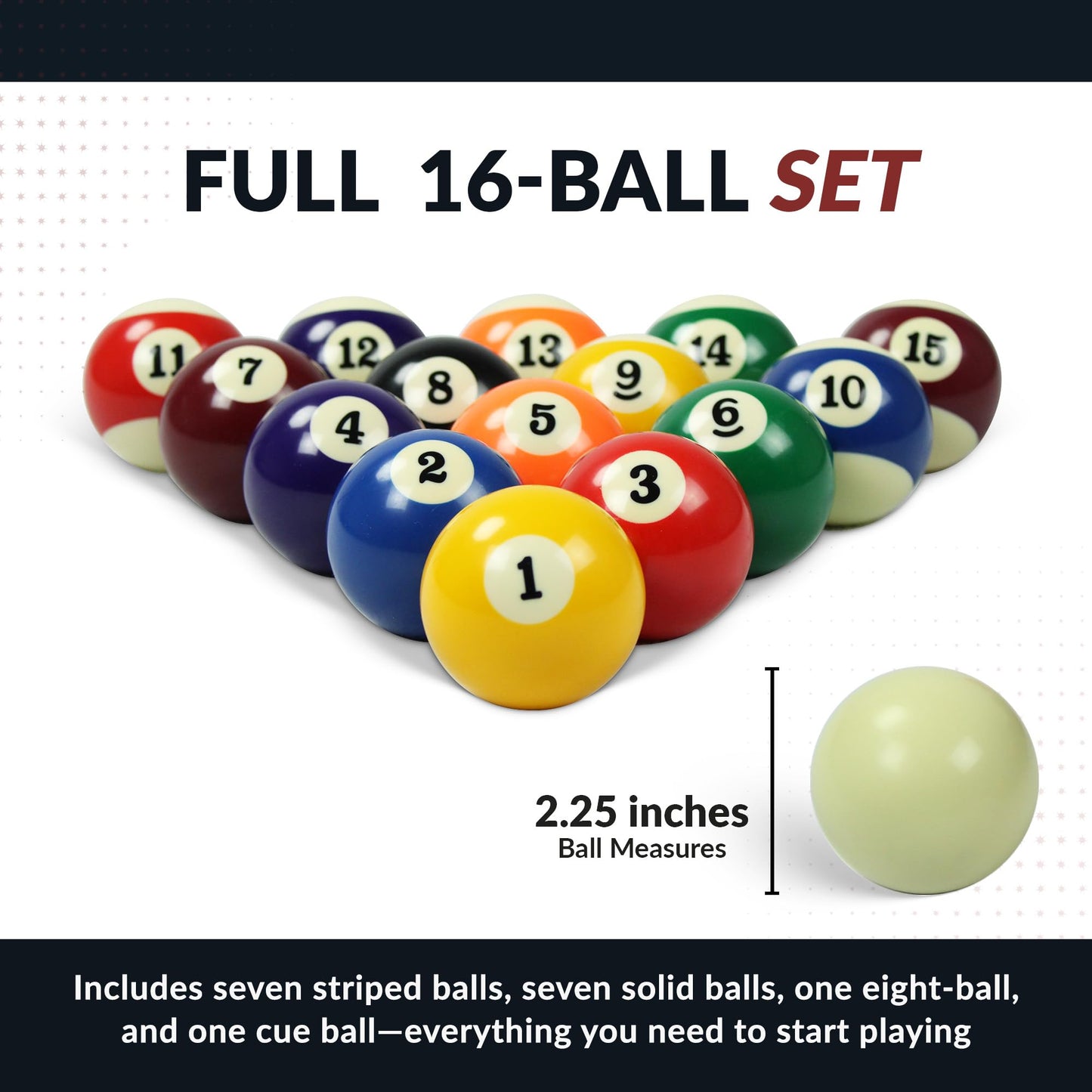 Hathaway Pool Table Regulation Billiard Ball Set