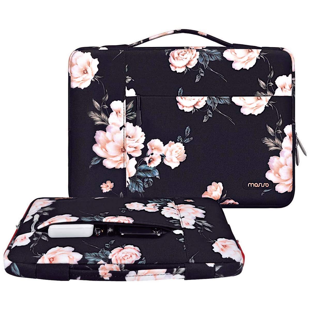 MOSISO Laptop Sleeve Compatible with MacBook Pro 16 inch 2023-2019 M2 A2780 M1 A2485 Pro/Max A2141/Pro Retina 15 A1398, 15-15.6 inch Notebook Computer, Polyester Camellia Multifunctional Briefcase Bag
