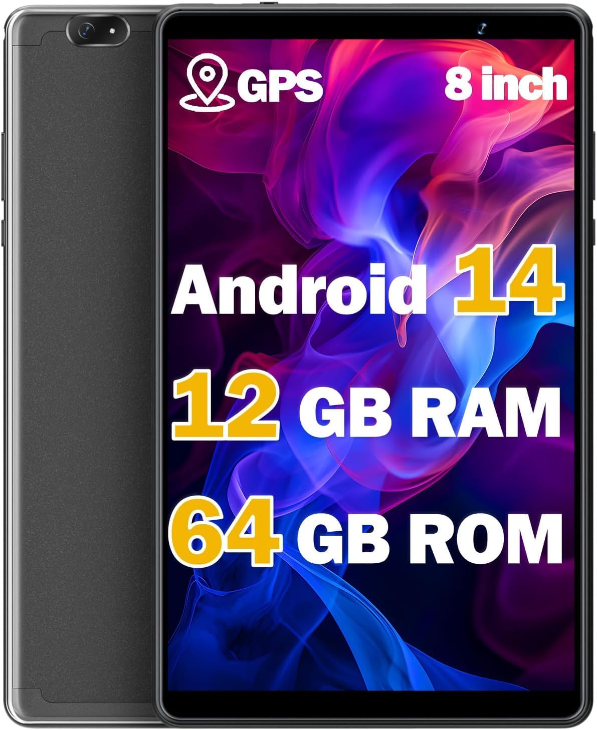 2025 Topsand 8 inch Tablet, Android Tablet with GPS Built in,12GB RAM 64GB ROM (1TB Expandable), 8MP Camera, 2.0GHz Processor, 2.4GHz&5GHz Wi-Fi/BT5.0, FHD Screen Tablets