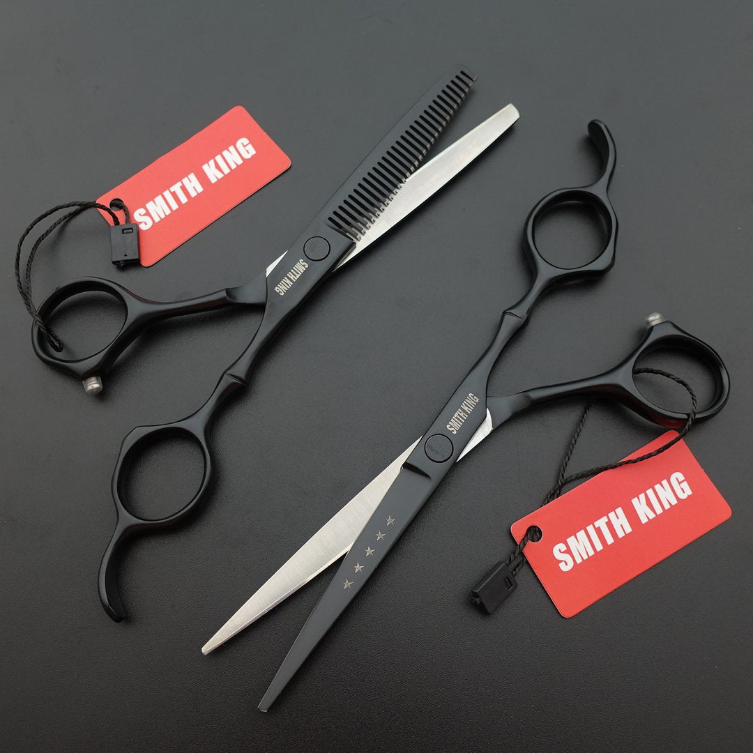 6.0 Inches Professional hair cutting thinning scissors set with razor (black)