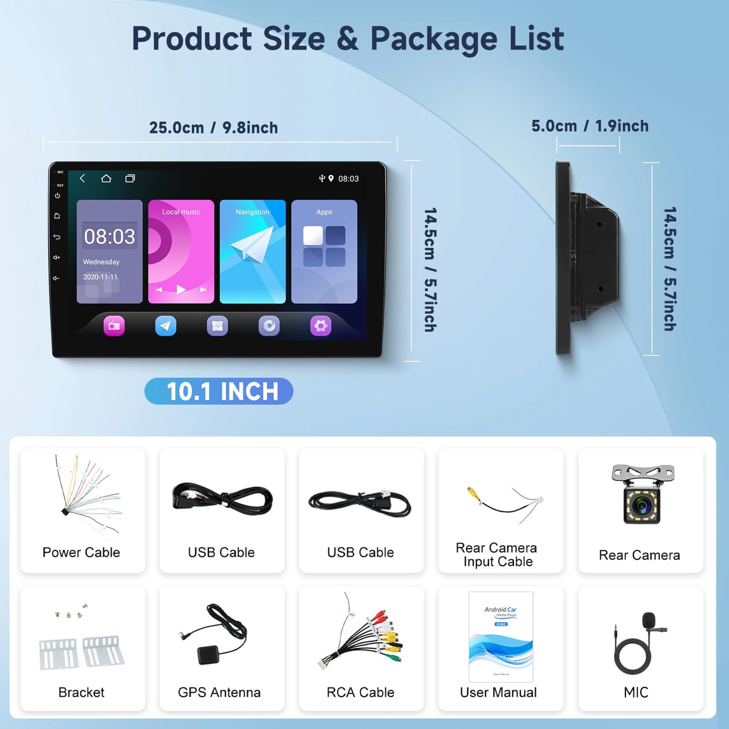 Android Car Stereo Double Din with Bluetooth, Hodozzy 10.1 Inch Touch Screen Car Radio with GPS Navigation, WiFi, DSP Mirror Link, FM RDS Radio, USB, SWC with Backup Camera