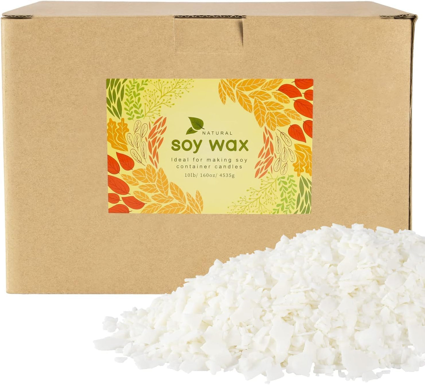 10LB Natural Soy Wax Flakes for Candle Making - 160oz Pure Soy Wax Kit, Ideal for DIY Container & Pillar Candles, Additive - Free & Unscented.
