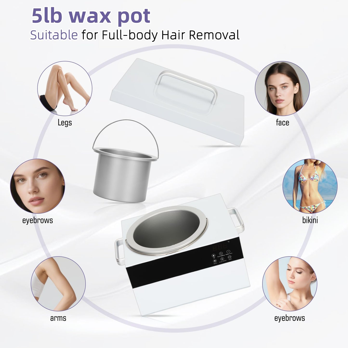 5.5lb Wax Pot for Hair Removal,Professional Wax Warmer with Adjustable Temperature 0-135℃(32-275℉) for Spa Salon Beauty Esthetician Home,Large Wax Pot Used for Face, Legs and Body