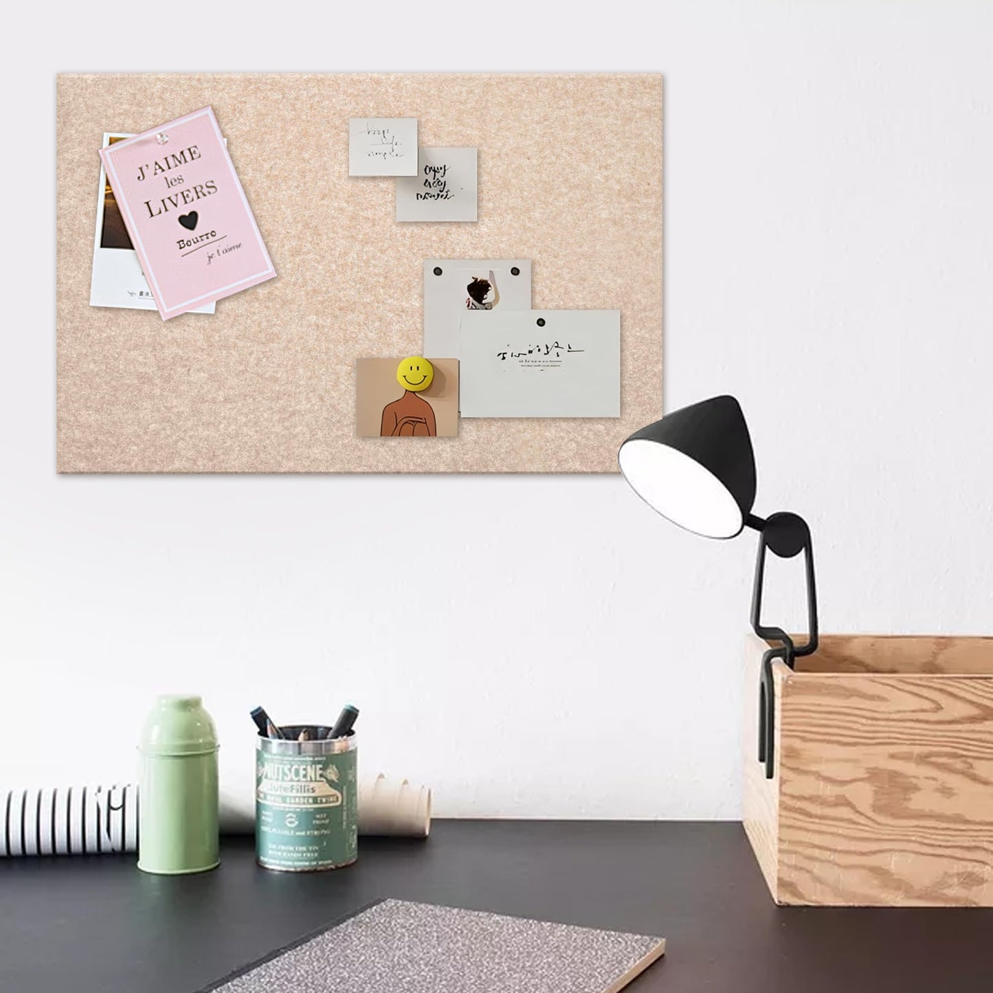 PTPDgPg Thickened Bulletin Board - 24X16 in | Felt Cork Boards for Decorating Walls | Foldable Photo Display with Sticky Tape and 30 Push Pins | Notice Board for Office,School and Home | Camel 2Pcs