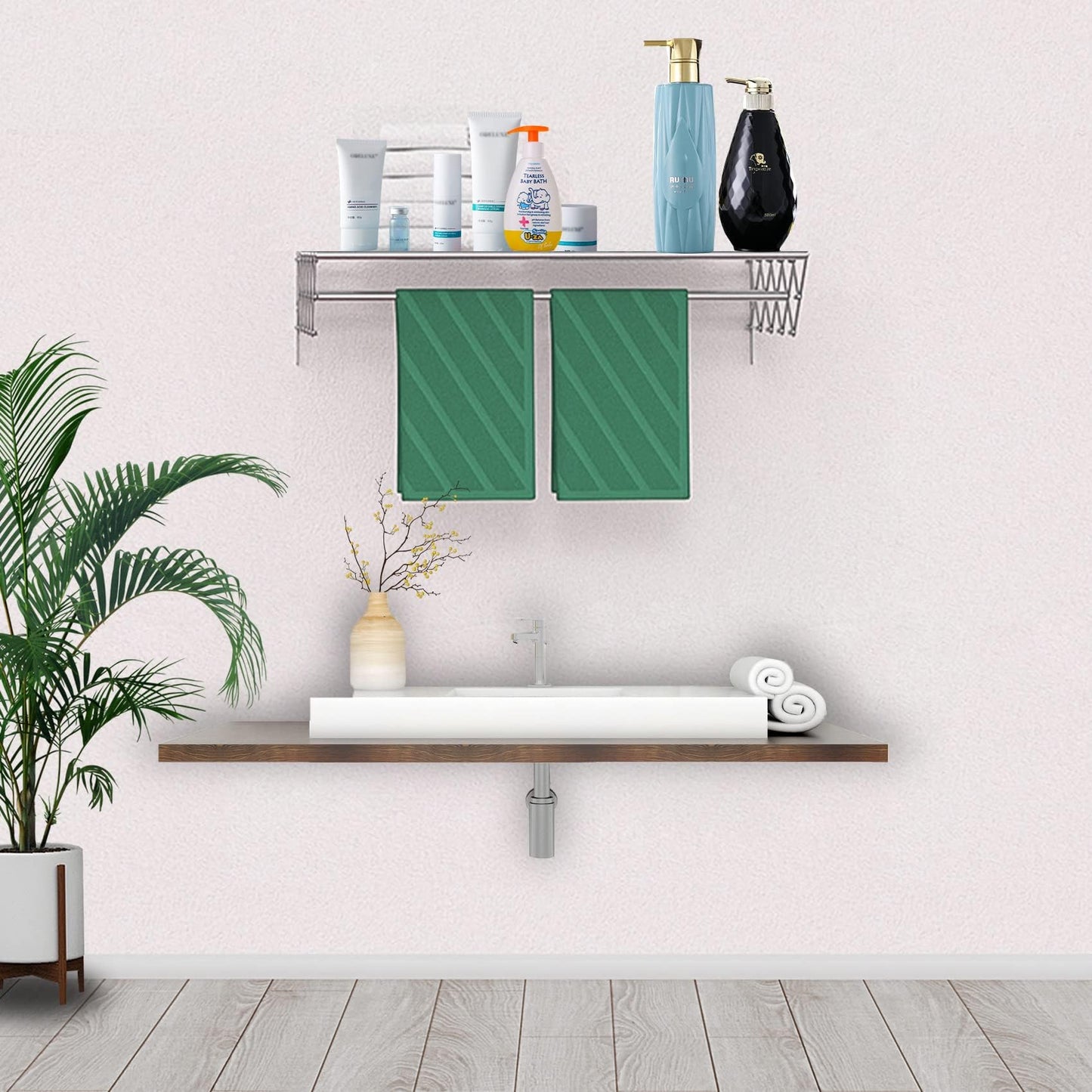 Guvarog 80cm Clothes Drying Rack Wall Mounted Clothes Drying Racks for Laundry Stainless Steel Retractable Clothing Drying Rack Foldable Seche Etendoir Linge Rustproof Accordion Cloth Drying Rack