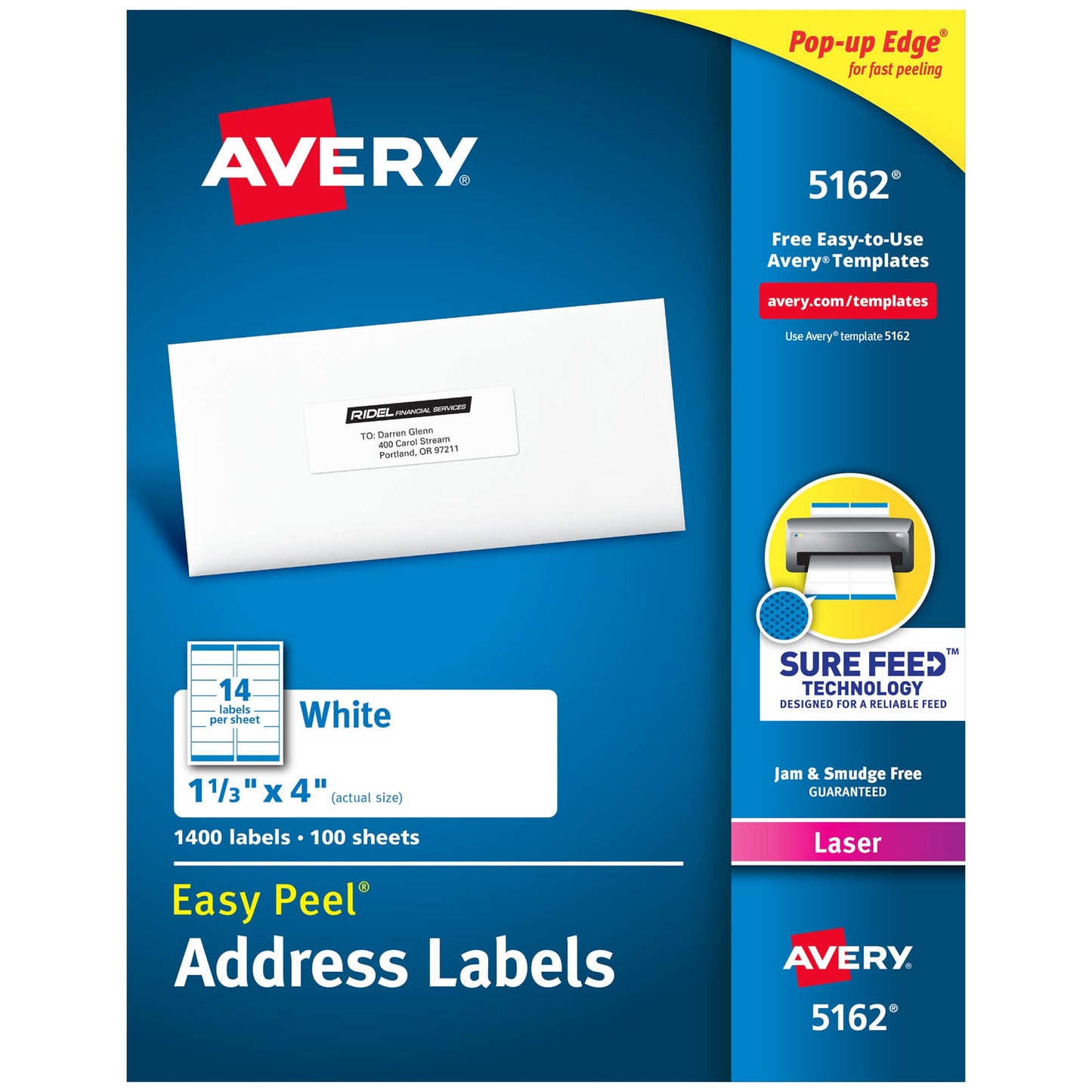 Easy Peel(R) Address Labels with Sure Feed(TM), 1400/BX