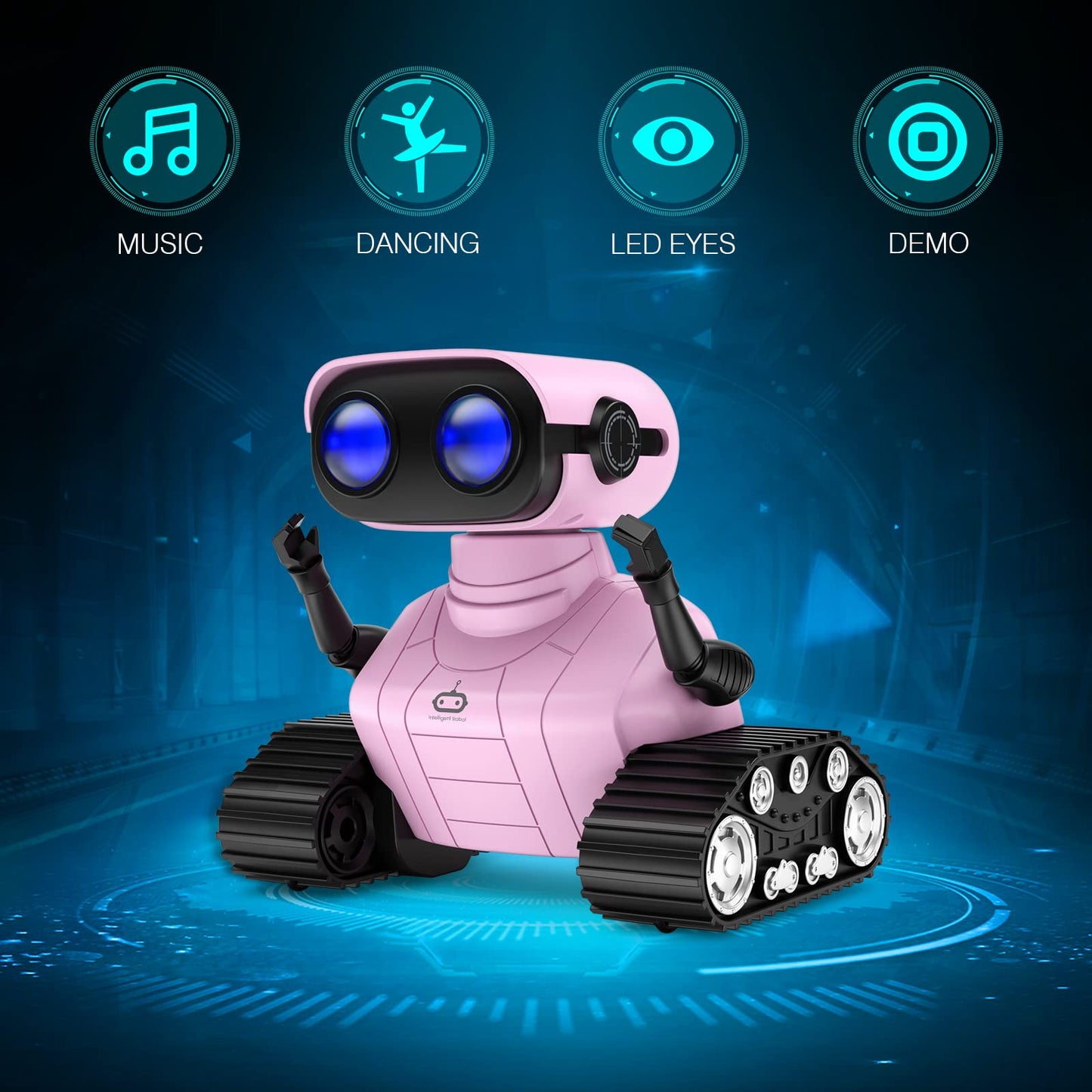ALLCELE Girls Robot Toy, Rechargeable RC Robots for Kid, Remote Control Toy with Music and LED Eyes, Gift for Children Age 3 Years and Up - Pink
