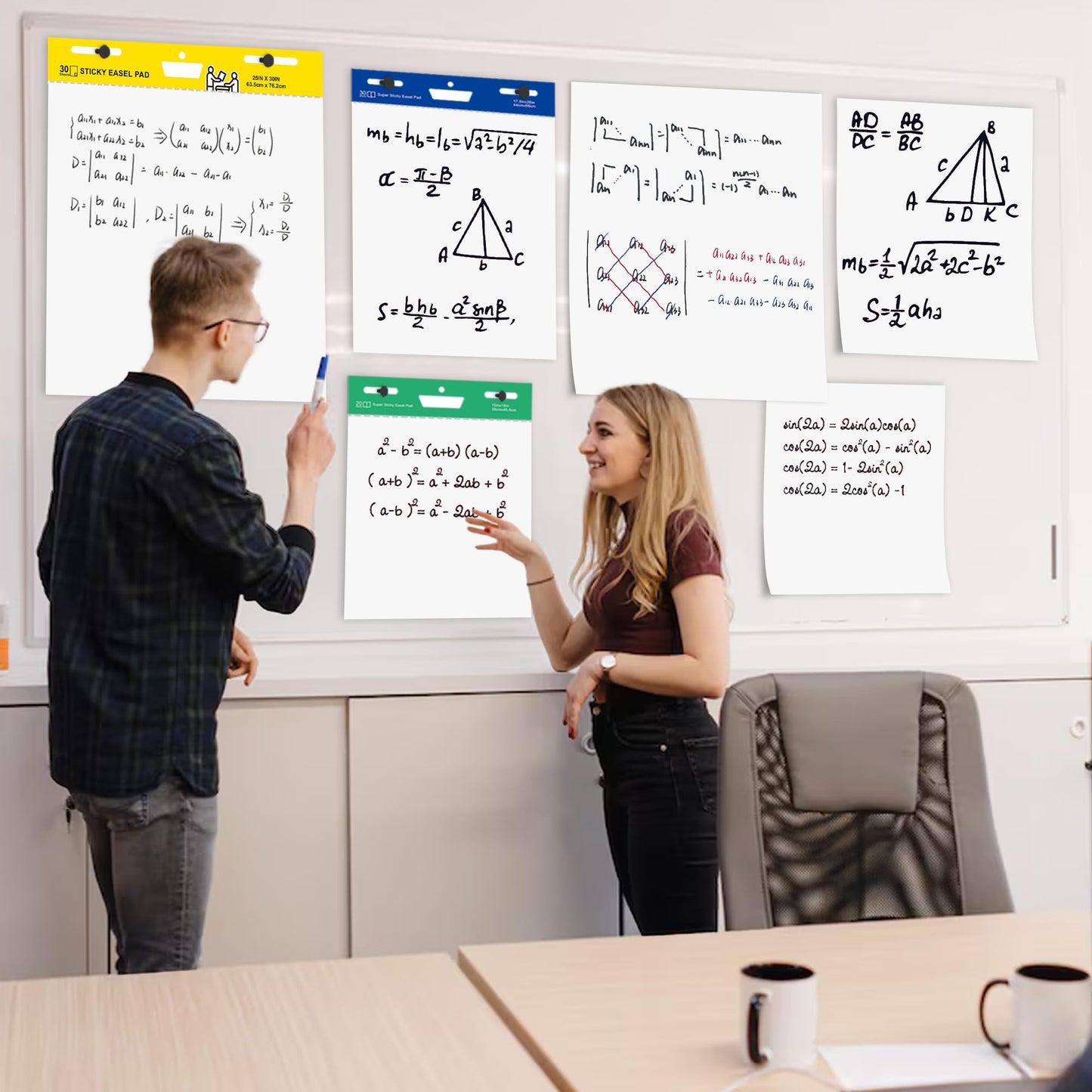 YNXPTBNC Post-it Super Sticky Easel Pad,25 in x 30 in Self Stick Flip Chart Paper,30 Sheets/Pad,2 Pad/Pack,Large White Premium Anchor Chart Paper,Easel Paper for Teachers,Businessmen,Office Workers