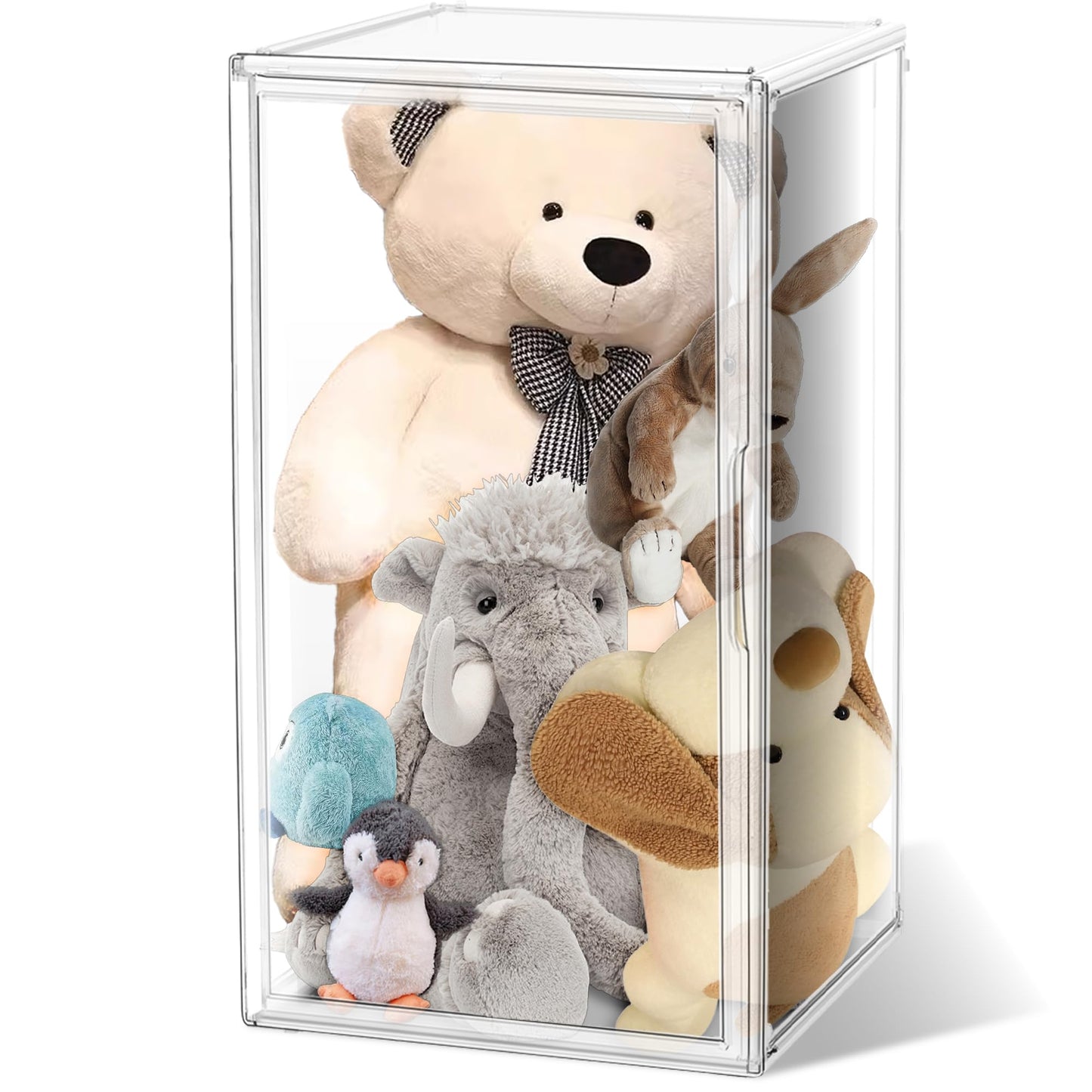 1 Pack Tall Acrylic Display Case XXXXX-Large 13.8”x 12.2”x 23.6" Purse Handbag Organizer Long Stackable Tall Boot Totes Storage Box Clear Giant Figure Collection Showcase with Magnetic Lid