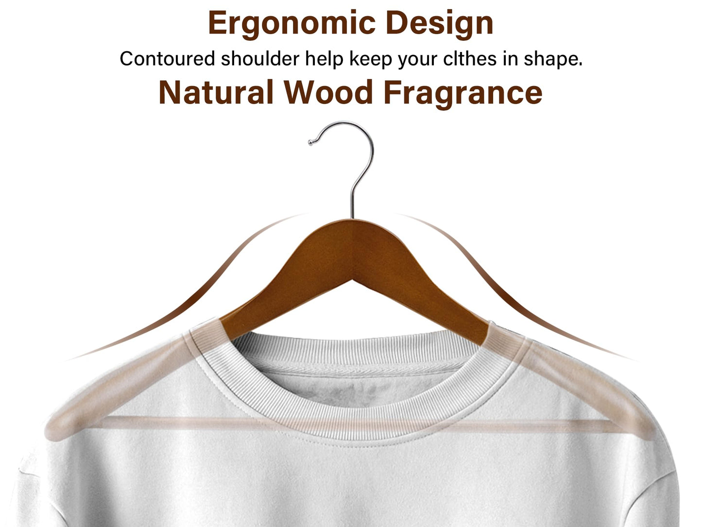 StorageWorks Wooden Hangers 6 Pack, Extra Wide Shoulder Wood Coat Hanger for Coats, Shirts, Jackets, Pants, Suits, Walnut Color