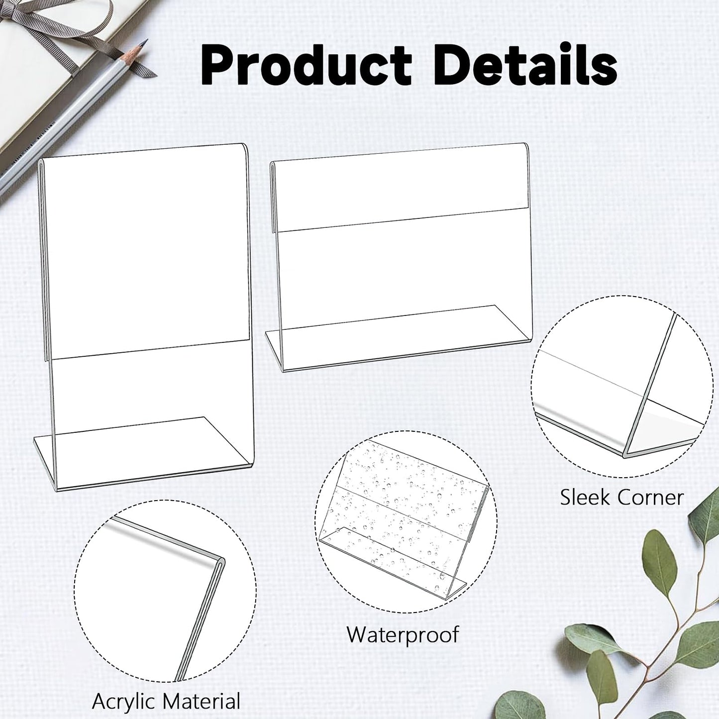 24Pcs 4 x 6 Inch Acrylic Picture Frames, Acrylic Sign Holder Clear Flyer Display Stand Photo Frame Stands Picture Display Stand for Home Office Wedding Desktop, Vertical & Horizontal