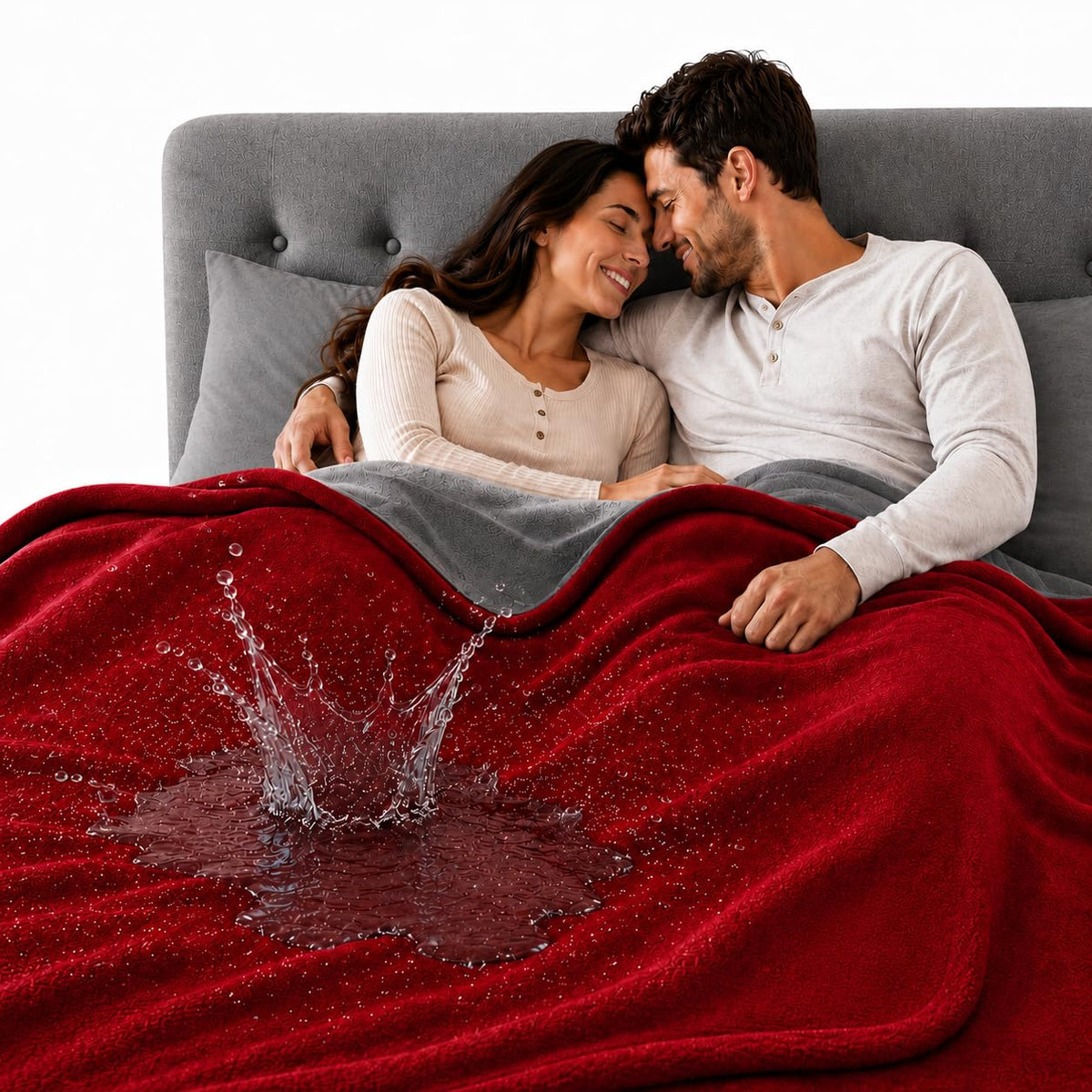The Original Good Time Waterproof Blanket -Red/Gray 100% Leakproof Discreet Furniture Protection for Messy Moments, Pets and Spills -Cozy Soft Machine Washable Fleece -MidSize 60x40