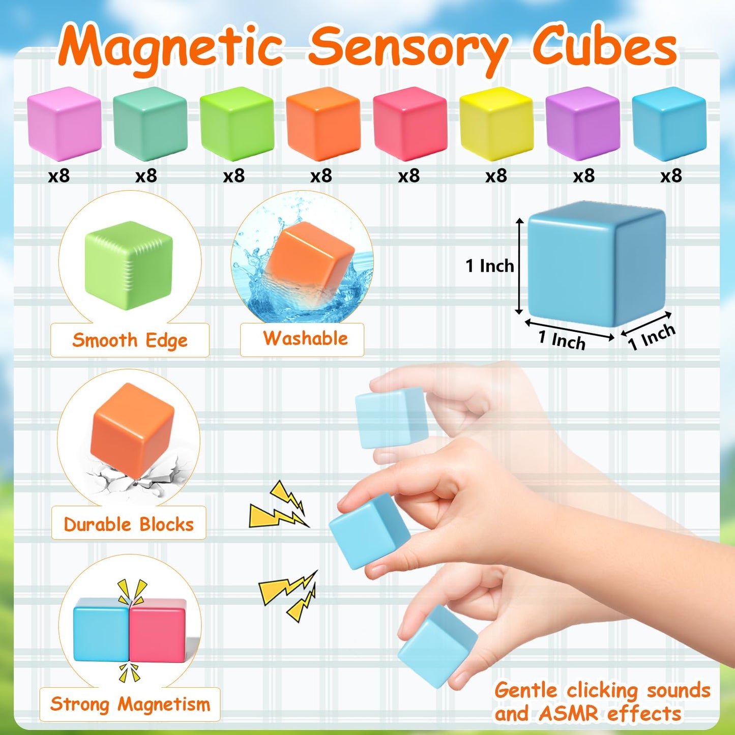 Magnetic Blocks for Toddlers Toys, Large Magnetic Cube Toy for Sensory STEM Education Preschool Magnet Toys for 3 4 5 6 Year Old Boys and Girls, Gifts for Kids Ages 4-8