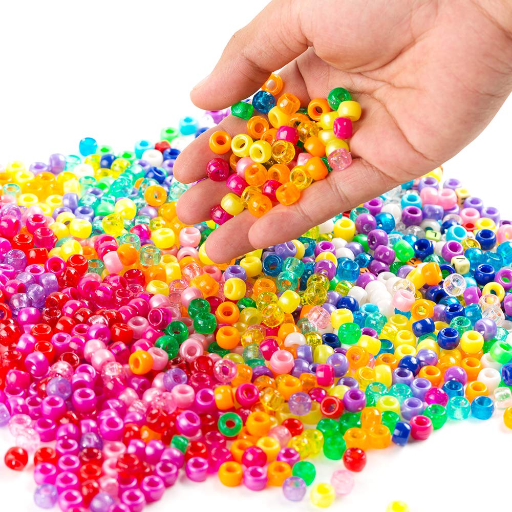 Pony Beads, 4,600 pcs 9mm Pony Beads Set in 27 Colors with Letter and Star Beads and Elastic String for Bracelet Jewelry Making by INSCRAFT