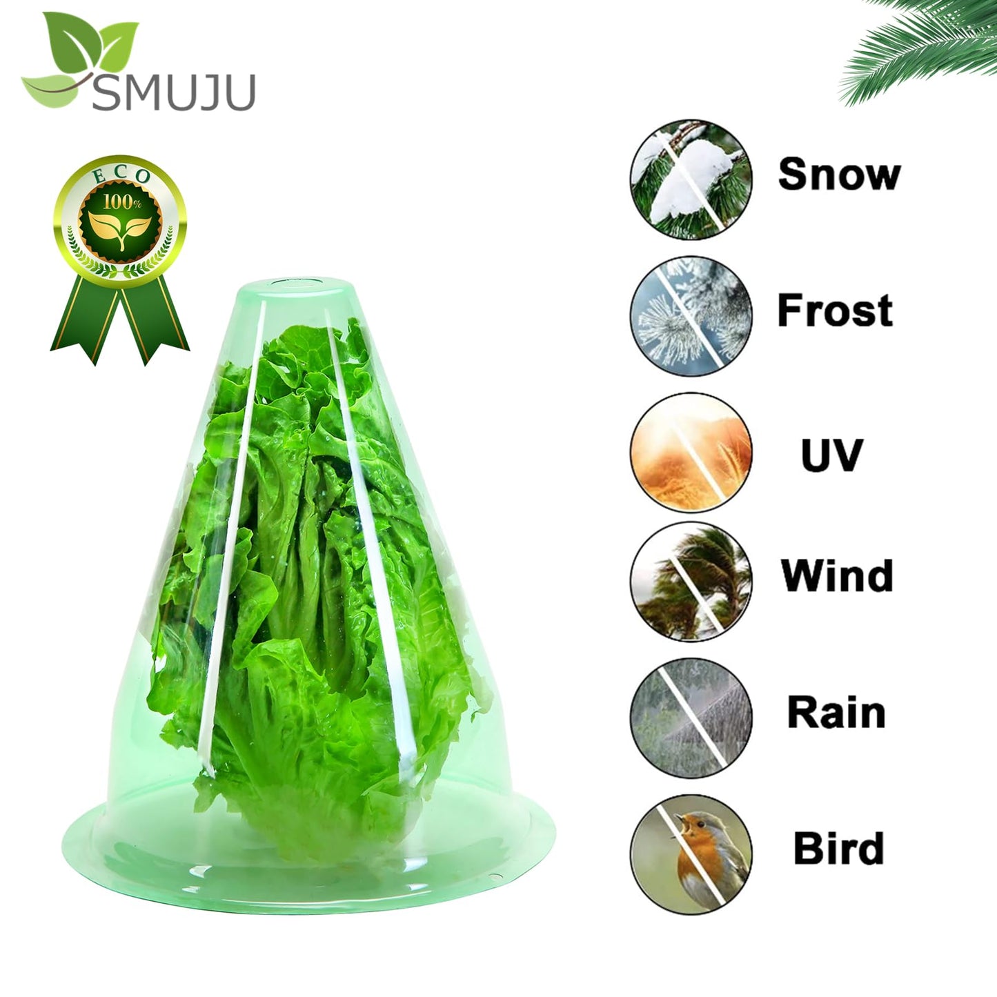 【36 Pieces】 Garden Cloches for Plants, Multifunctional Plant Cover Plant Protectors Transparent Bell Jar Cloche Protection Plants from Birds, Animals, Frost, Freeze Weather,7.8" D x 9.4" H, Green