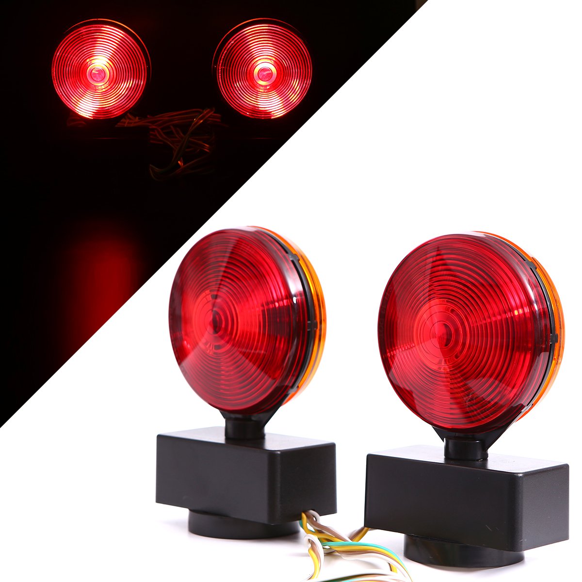 CZC AUTO 12V Two Sided Magnetic Towing Light Kit for Trailer RV Boat Truck -Magnetic Strength 55 Pounds