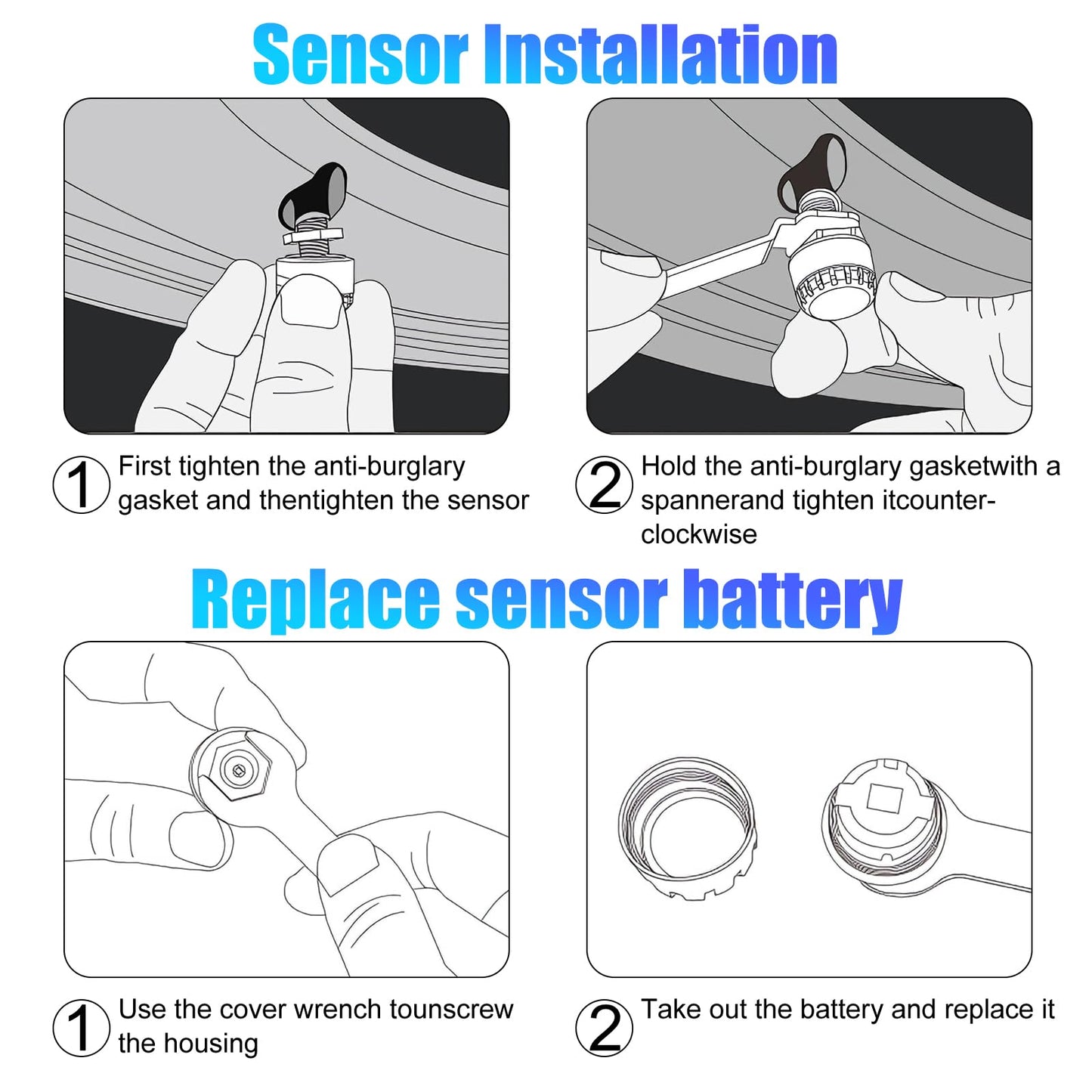 3T6B Wireless Tire Pressure Monitoring System with 2 TPMS External Sensors for Motorcycle & Bicycle, Real-time Tire Pressure and Temperature Alarm, Supports iOS & Android