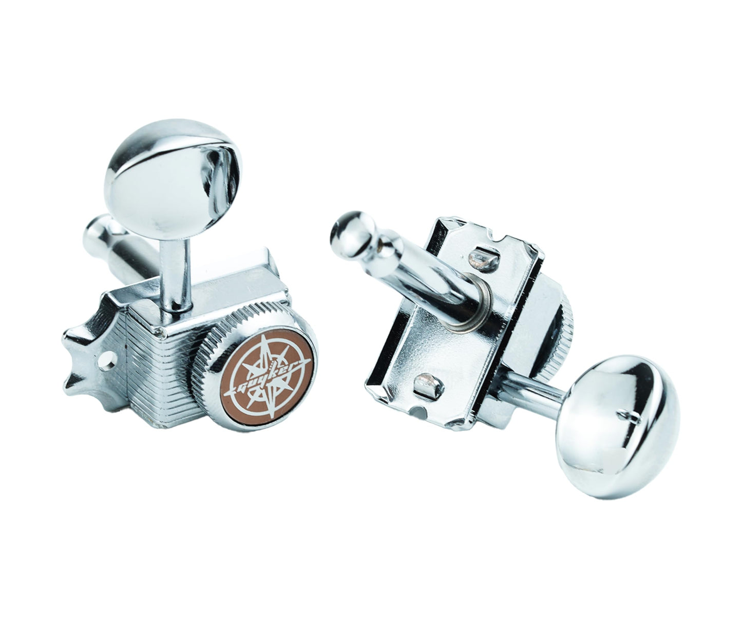Guyker 6 Inline Vintage Guitar Lock String Tuners – Locking Tuning Key Pegs Machine Heads Replacement for ST TL Style Electric, Folk or Acoustic Guitars – Chrome