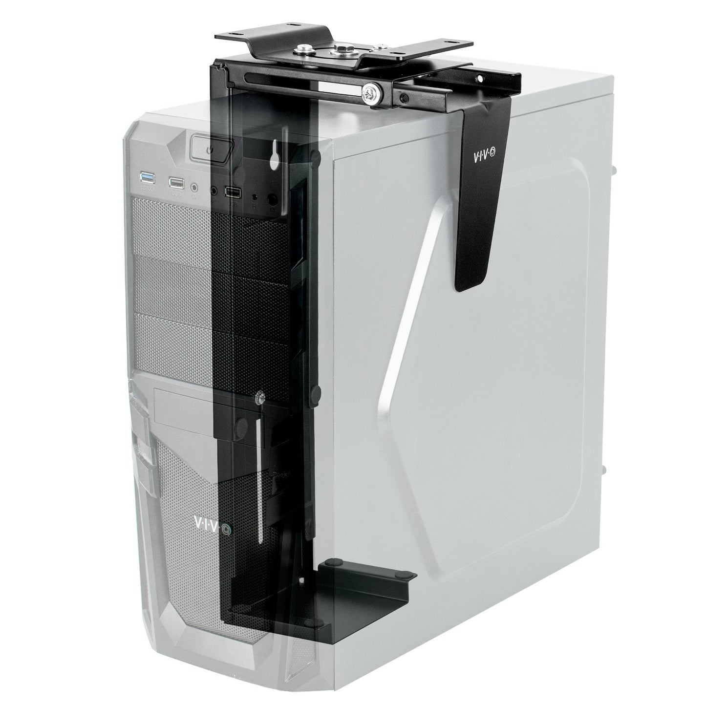 VIVO Adjustable Under Desk and Wall PC Mount | Computer Case Holder with 360-degree Swivel (MOUNT-PC01)