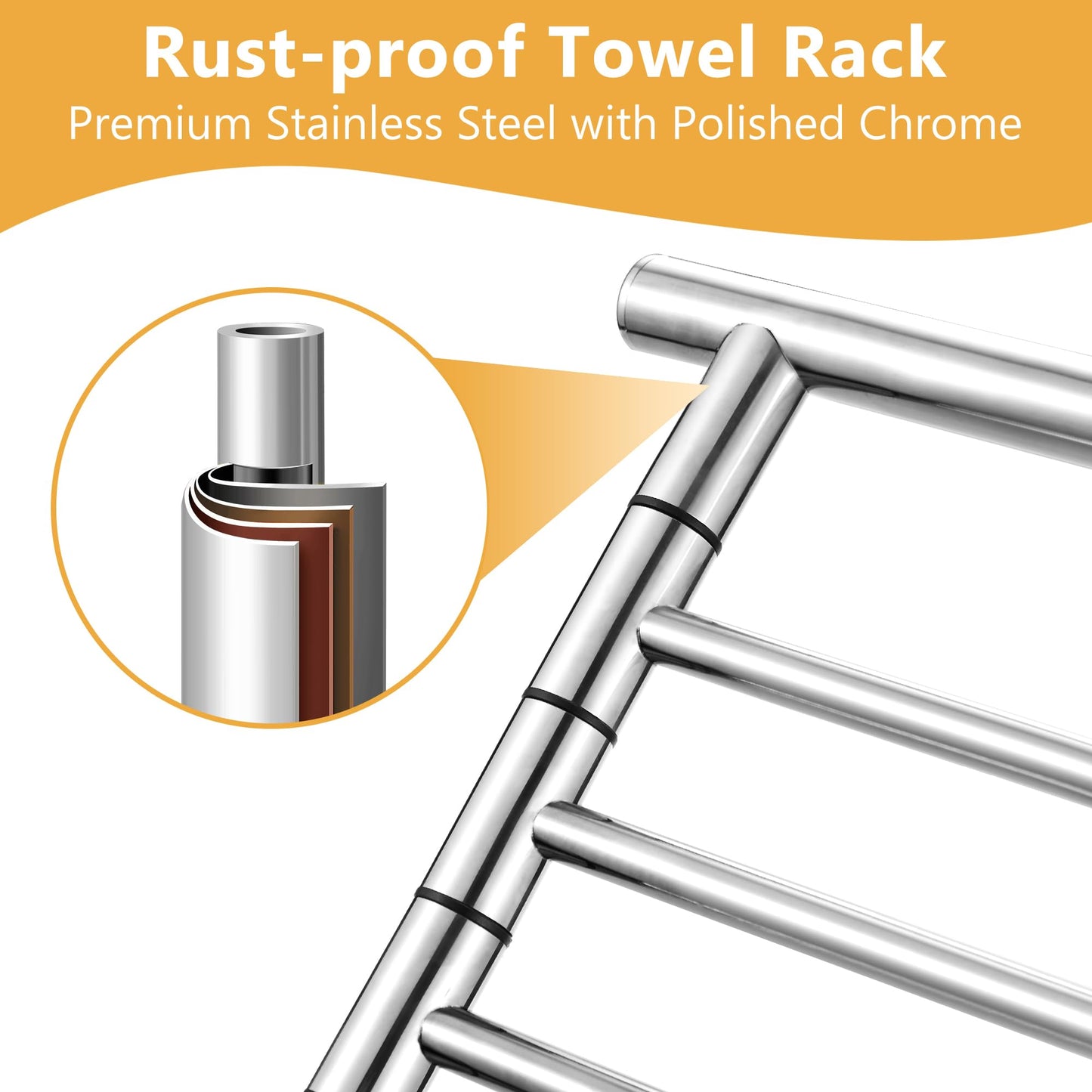 Towel Rack Bathroom, 40 Inch Tall Free Standing Towel Rack Stand with Weighted Base, Modern Floor Towel Drying Storage Holder with 4 Swivel Arms, Stainless Steel Chrome, YOFOVI