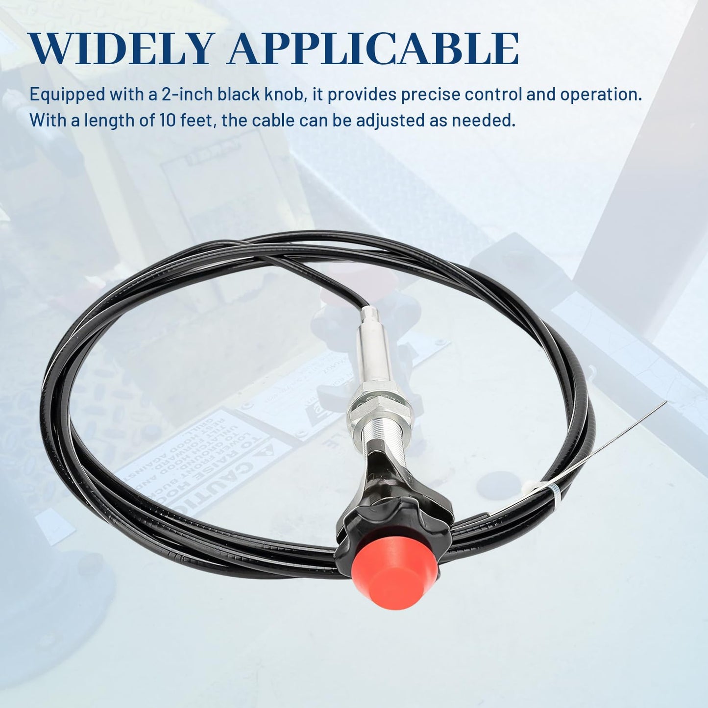 55204 Control Cables With 2 Inch Black Knob, 10 Ft. Length Compatible with Universal Fit - Locking Throttle Cable