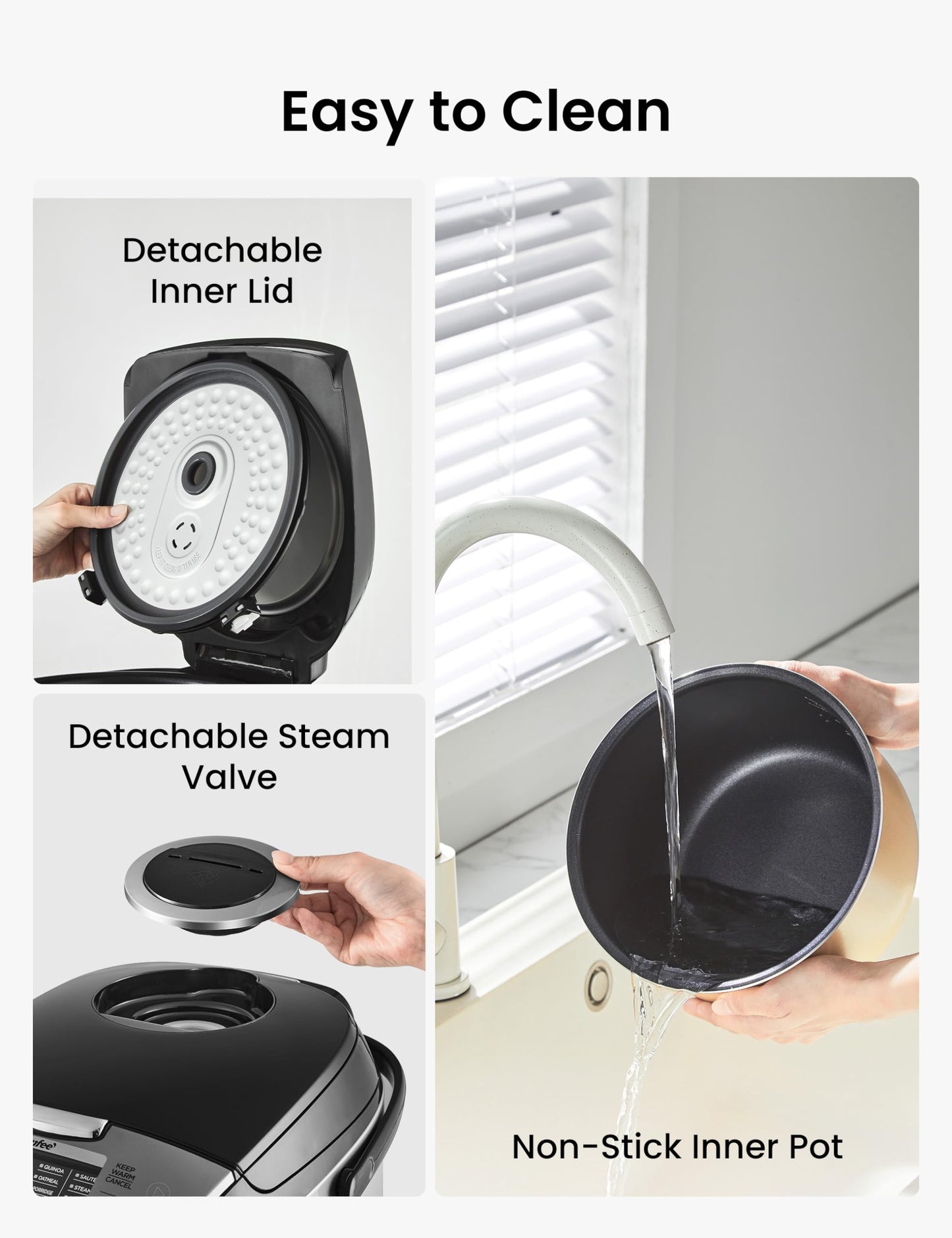 COMFEE' Rice Cooker 6 Cups Uncooked, Portable Non-Stick Rice Maker, Japanese Rice Cooker with Fuzzy Logic Technology, 24-Hour Timer Delay, 11 Presets, Black