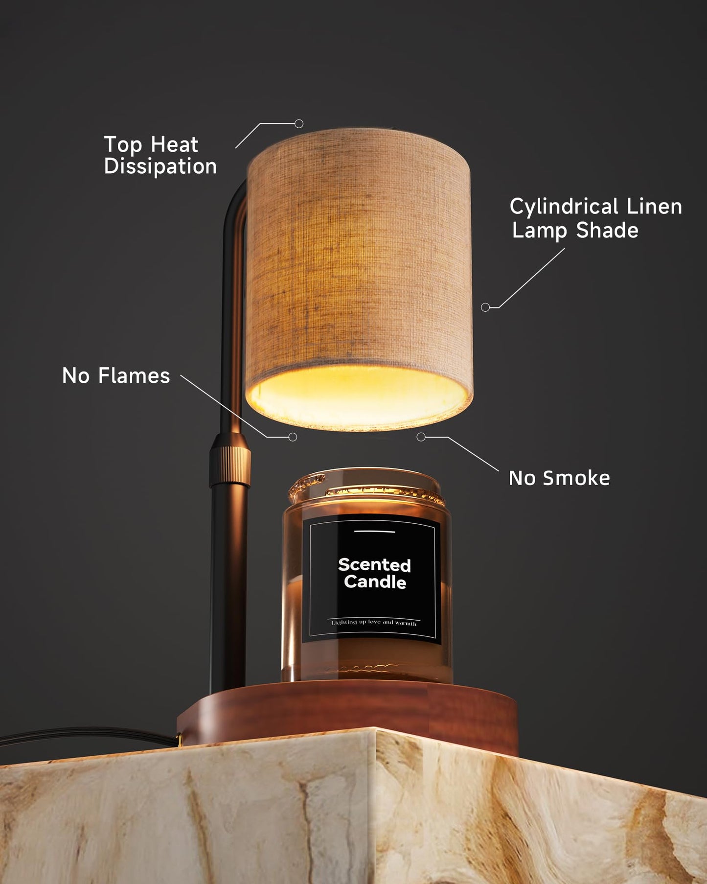 Candle Warmer Lamp with Timer & Dimmer for Yankee Candles, Adjustable Height Candle Warmer for Jar Candles, Wax Melt Lamp for Cozy Home Decor & Gifts,Linen