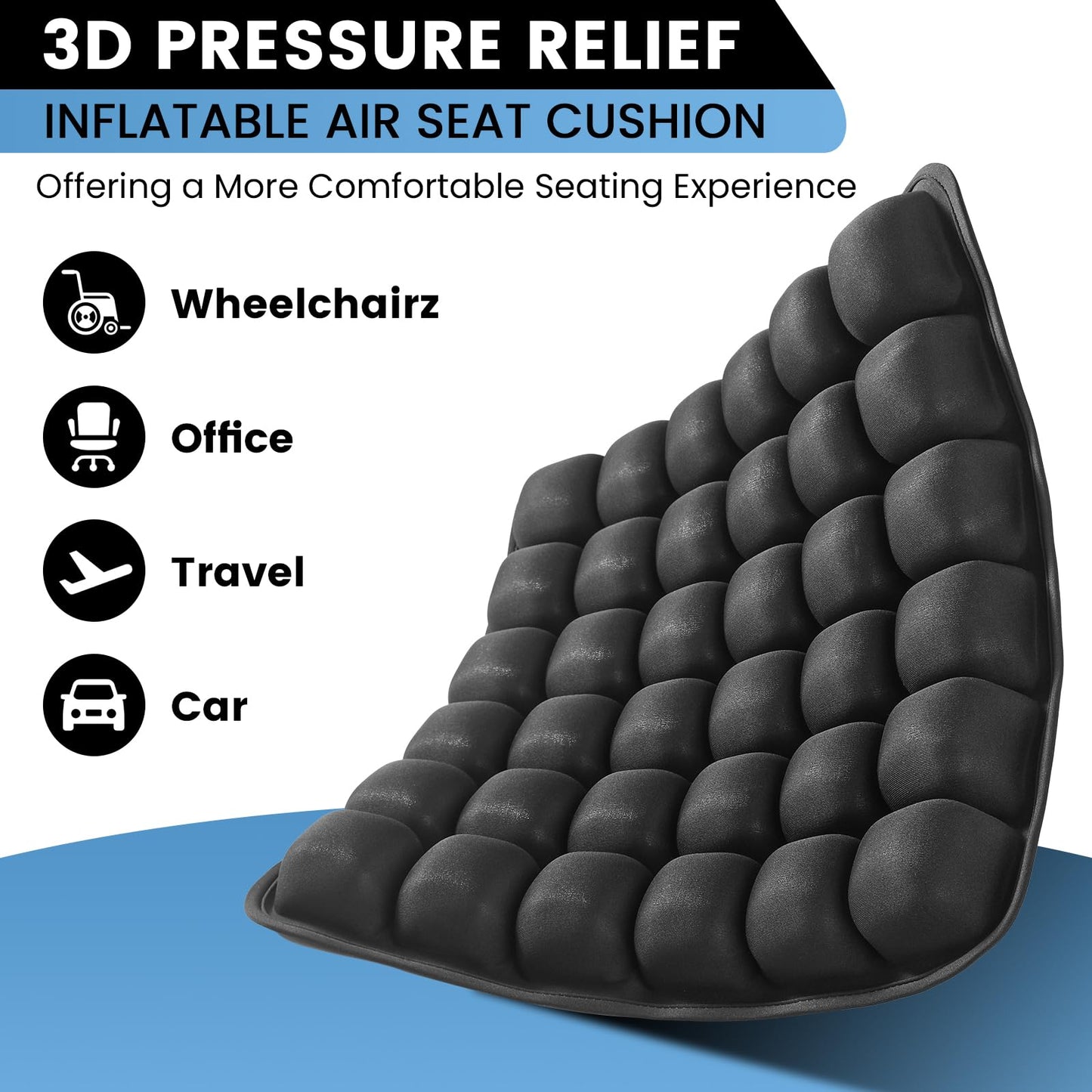 Travel Cushion,3D Seat Cushion, Airplane Seat Cushion for Long Flights, Portable Car Seat Cushions for Climbing Hiking Office Airplane, Camping, Home Living