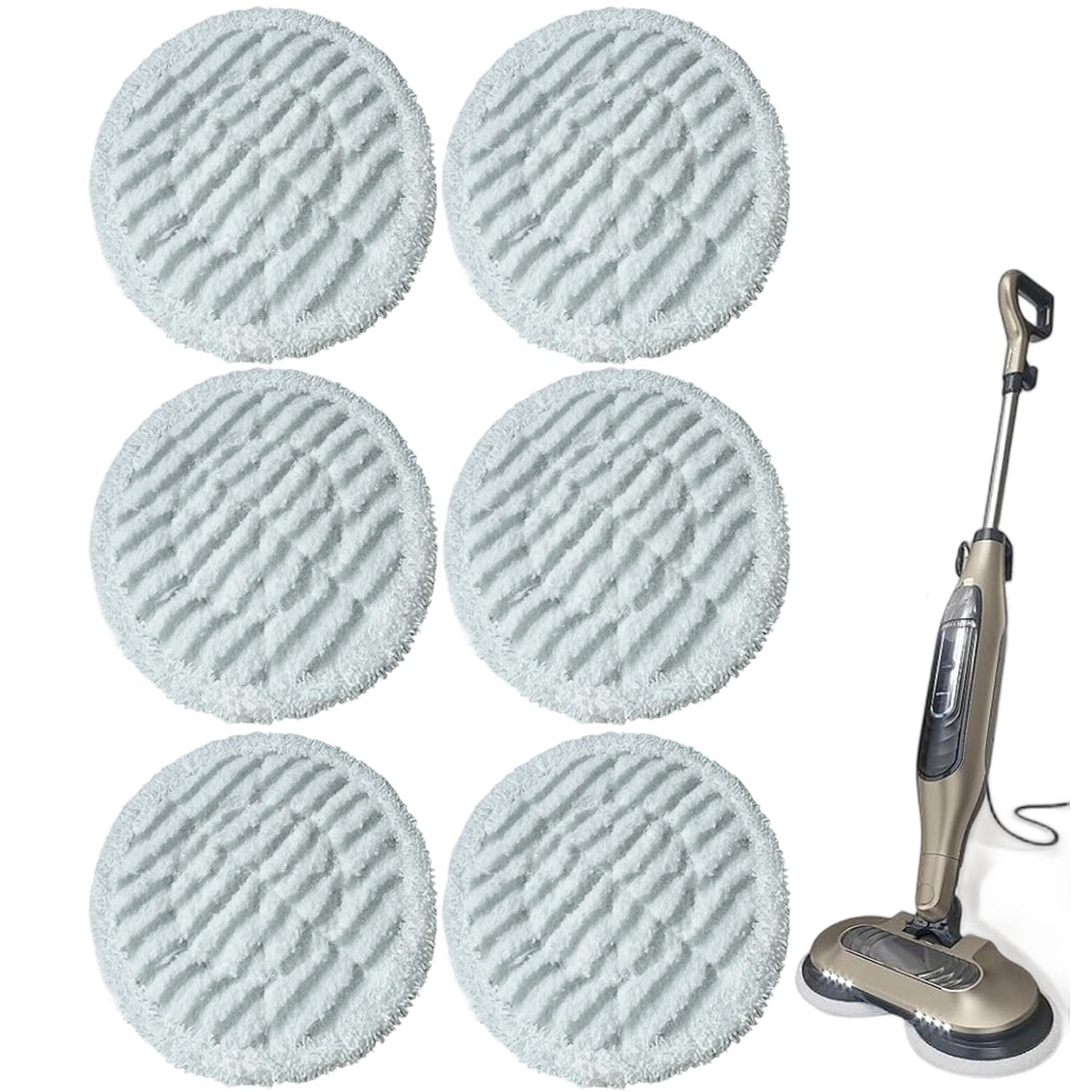 HXZIYI S7000 Replacement Steam Mop Pads for Shark S7001 S8201 S7000AMZ S8001 S7000 S7001TGT S7005 S7020 steam and Scrub mop Frosted Pad with Serrated Locator Ring（6Pack） (Gray)