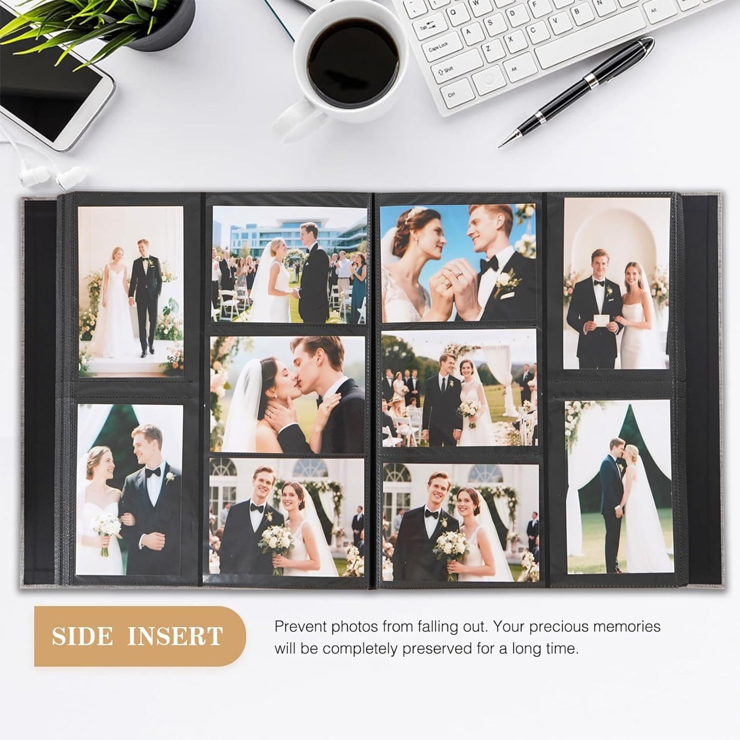 Finksy Linen Hardcover Photo Album 4x6 600 Photos Large Capacity for Family Wedding Anniversary Baby Vacation